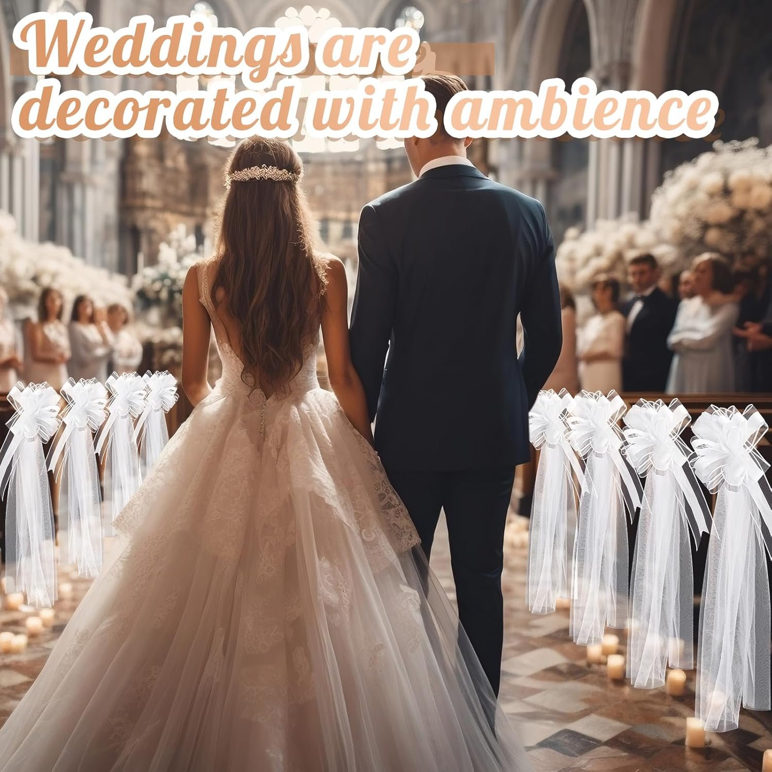 Wholesale 12 Set Large Wedding Pew Bows with Long Tulle Tails Church Chair Aisle Wedding Car Bridal Shower Reception Birthday Anniversary Decorations White Supplier Wholesale 12 Set Large Wedding Pew Bows with Long Tulle Tails Church Chair Aisle Wedding Car Bridal Shower Reception Birthday Anniversary Decorations White Supplier