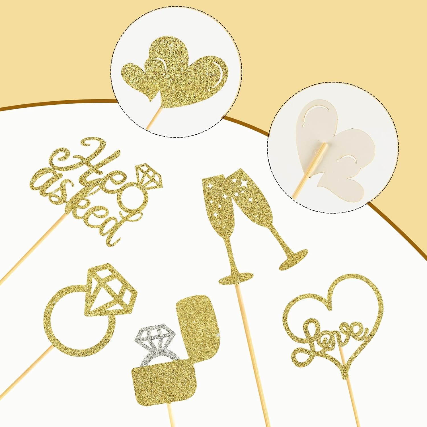 Wholesale 60 Pcs He Asked She Said Yes Engagement Cupcake Toppers Glitter Diamond Ring Heart Love I Do Picks for Wedding Party Cake Decorations Gold Supplier Wholesale 60 Pcs He Asked She Said Yes Engagement Cupcake Toppers Glitter Diamond Ring Heart Love I Do Picks for Wedding Party Cake Decorations Gold Supplier