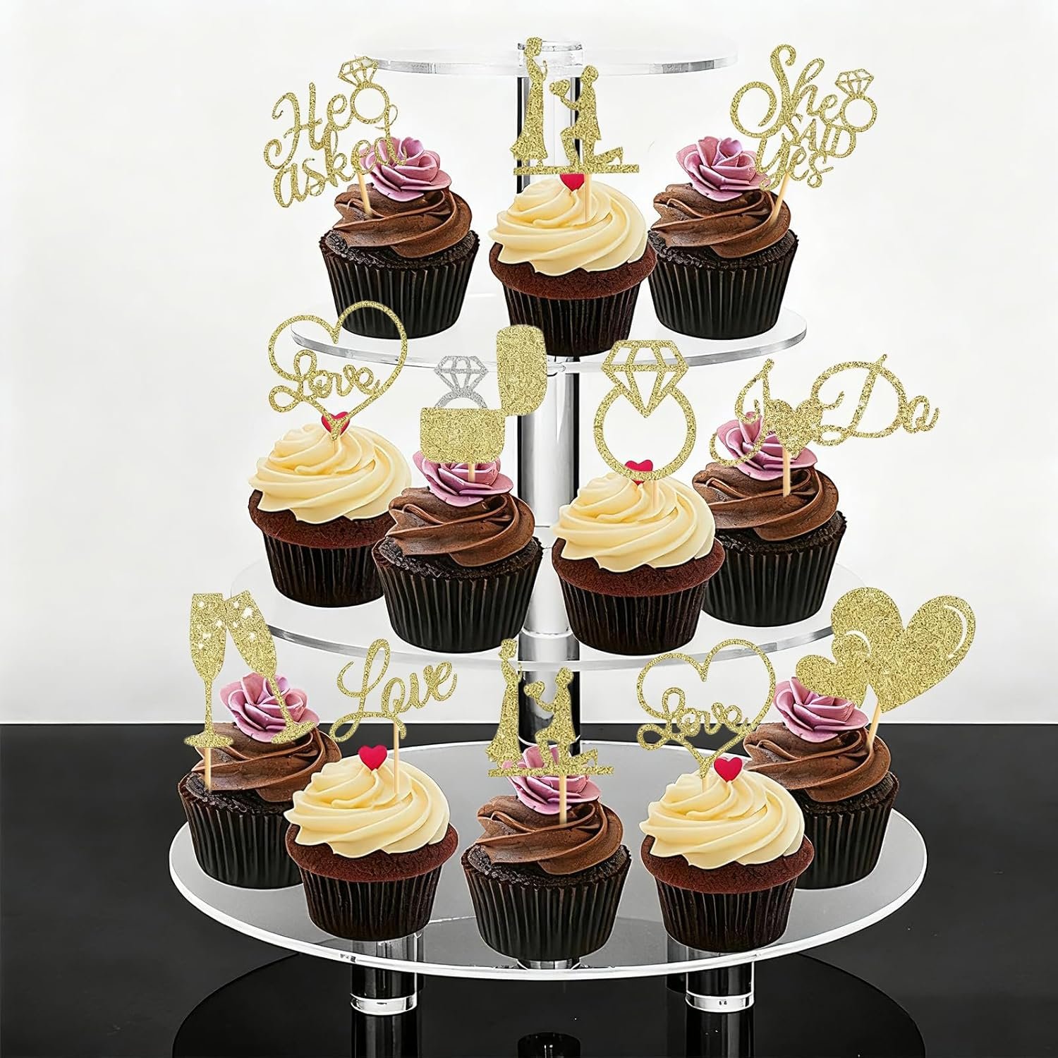 Wholesale 60 Pcs He Asked She Said Yes Engagement Cupcake Toppers Glitter Diamond Ring Heart Love I Do Picks for Wedding Party Cake Decorations Gold Supplier Wholesale 60 Pcs He Asked She Said Yes Engagement Cupcake Toppers Glitter Diamond Ring Heart Love I Do Picks for Wedding Party Cake Decorations Gold Supplier