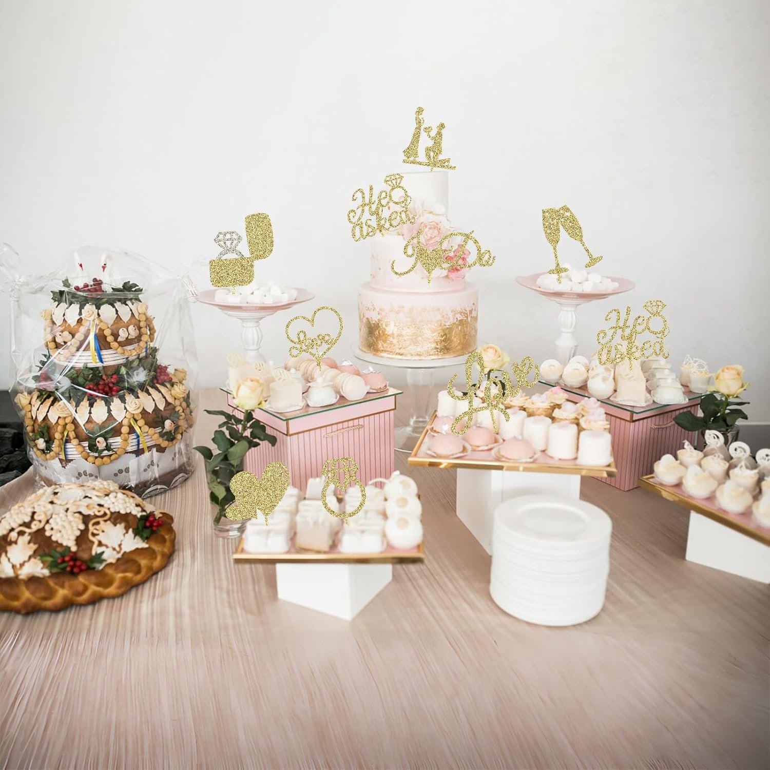 Wholesale 60 Pcs He Asked She Said Yes Engagement Cupcake Toppers Glitter Diamond Ring Heart Love I Do Picks for Wedding Party Cake Decorations Gold Supplier Wholesale 60 Pcs He Asked She Said Yes Engagement Cupcake Toppers Glitter Diamond Ring Heart Love I Do Picks for Wedding Party Cake Decorations Gold Supplier