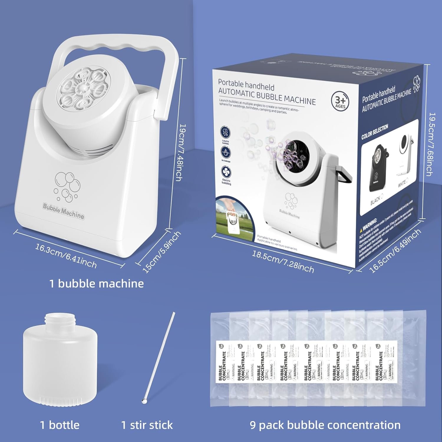 Wholesale Automatic Battery Operated Portable Bubble Machine 90° Adjustable Angle Kids Indoor Outdoor Party Wedding Toy White Supplier