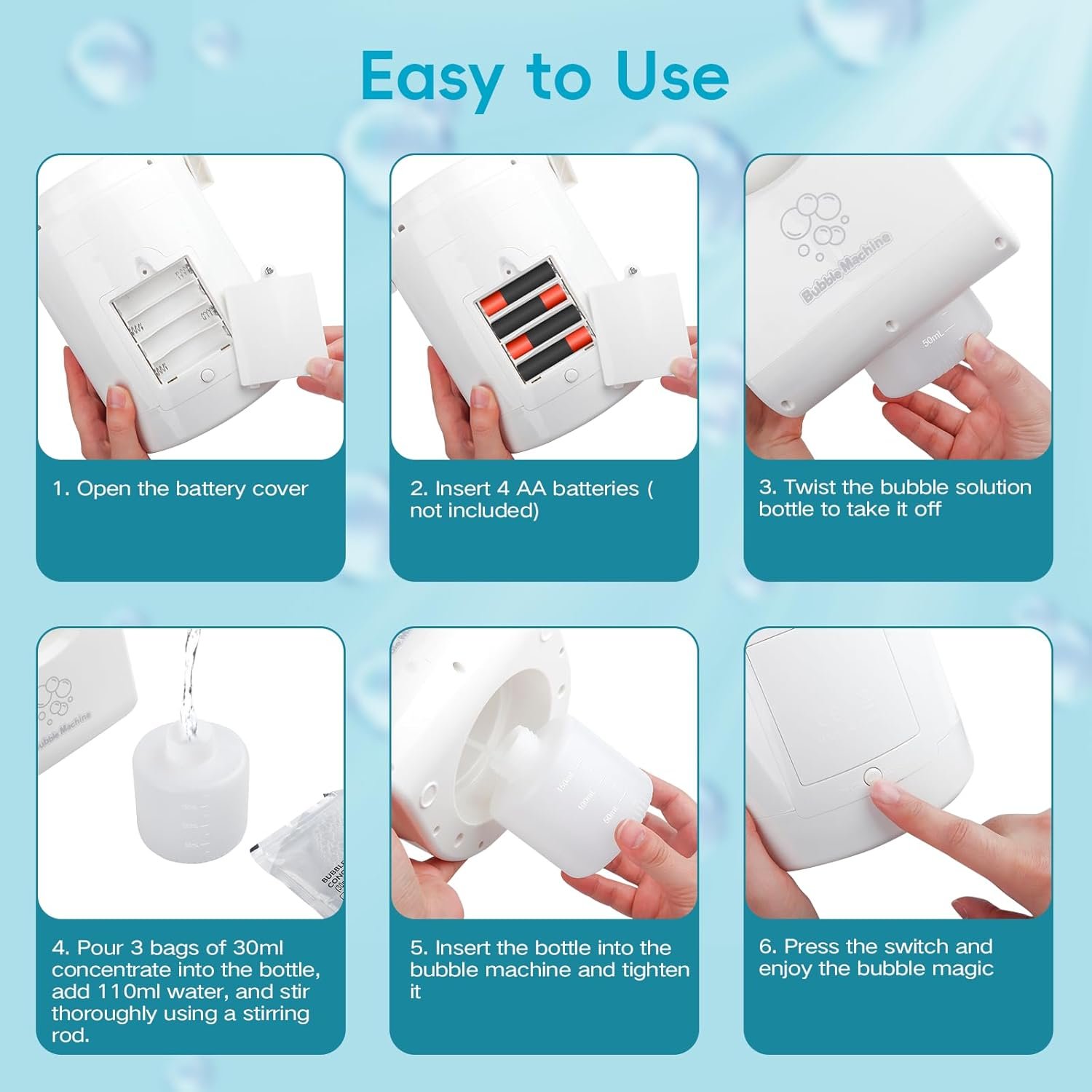 Wholesale Automatic Battery Operated Portable Bubble Machine 90° Adjustable Angle Kids Indoor Outdoor Party Wedding Toy White Supplier