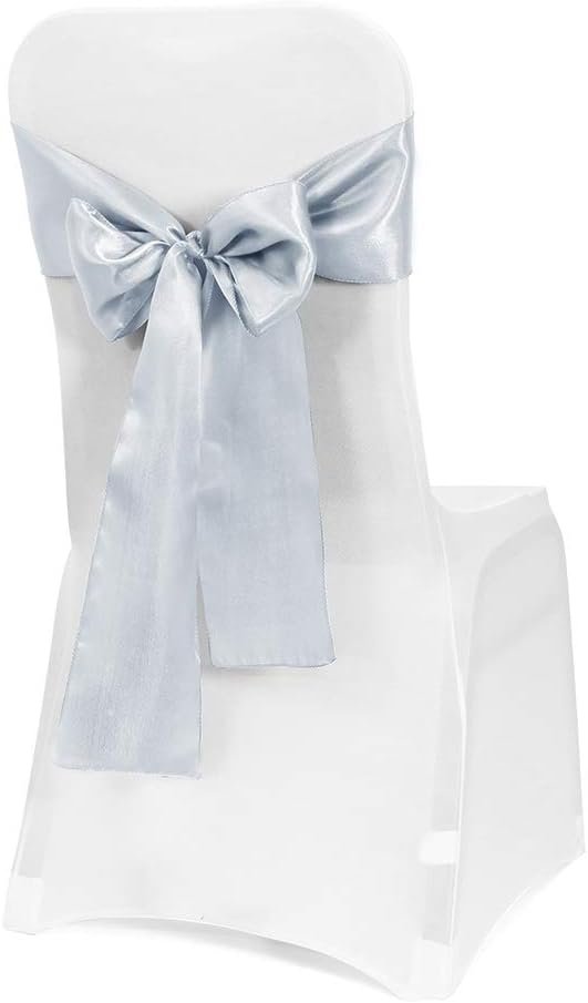 Obstal 50 PCS Satin Chair Sashes Bows for Wedding Reception- Universal Chair Cover Back Tie Supplies for Banquet, Party, Hotel Event Decorations