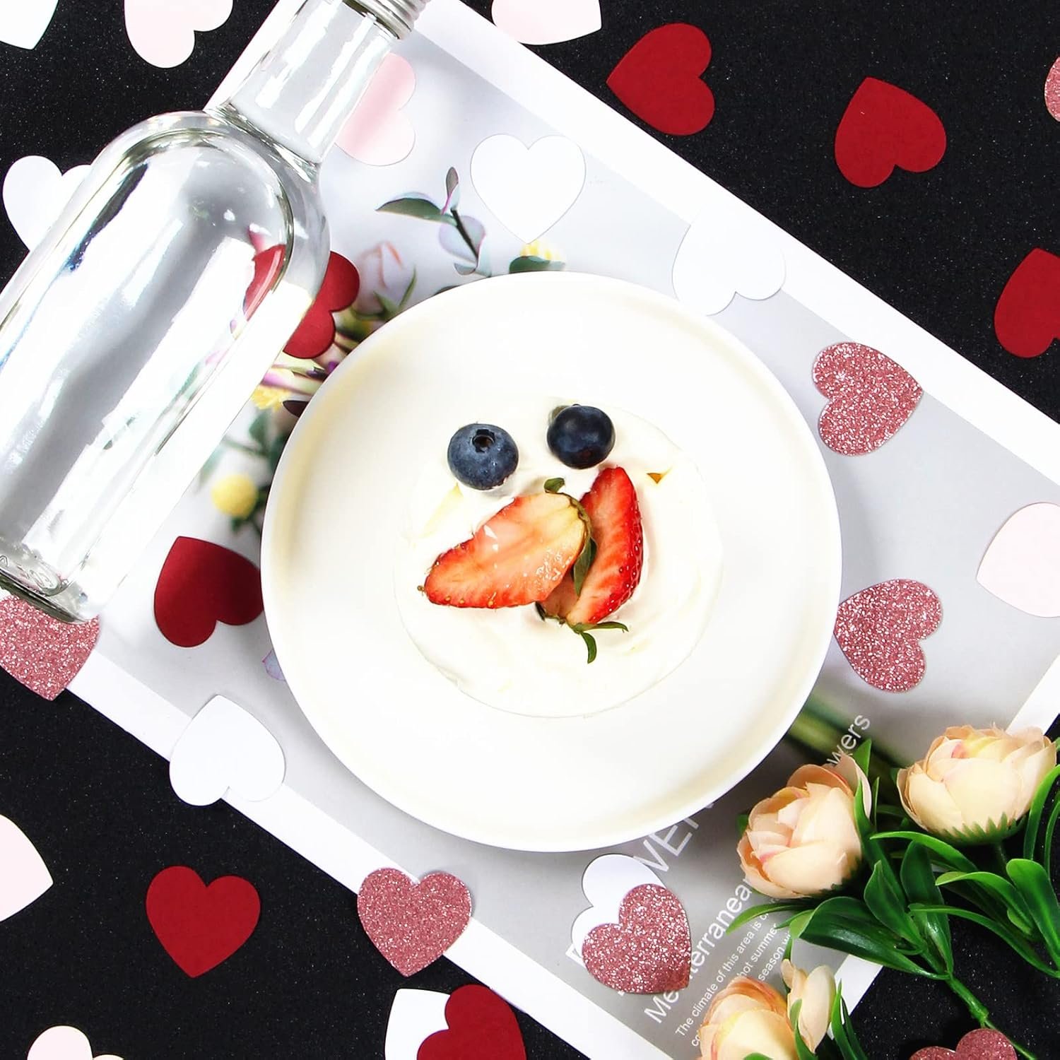 Wholesale Rose Gold Pink Burgundy Heart Confetti 300pcs Glitter Table Paper for Valentine's Mother's Day Princess Tea Sweet 16 18th Birthday Decor Supplier