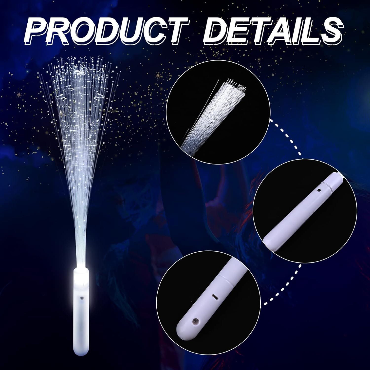 Wholesale 130 PCS Fiber Optic Wands White Glow Stick LED Sparklers Fireworks Light Rod Party Favor Flashing Sticks 3 Light Modes Dance Floor Props Interior Decor Supplier