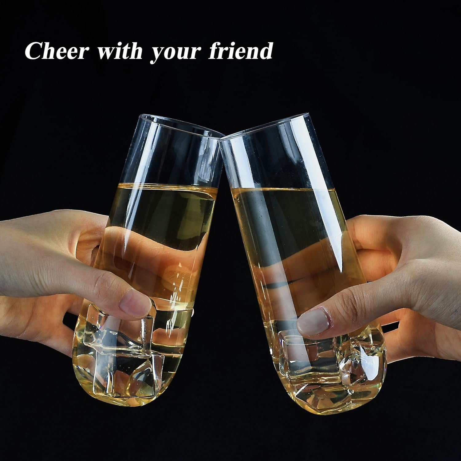 Wholesale 48 Pack 9 oz Stemless Plastic Champagne Flutes Clear Disposable Shatterproof BPA-Free Toasting Glasses for Party Graduation Wedding Supplier