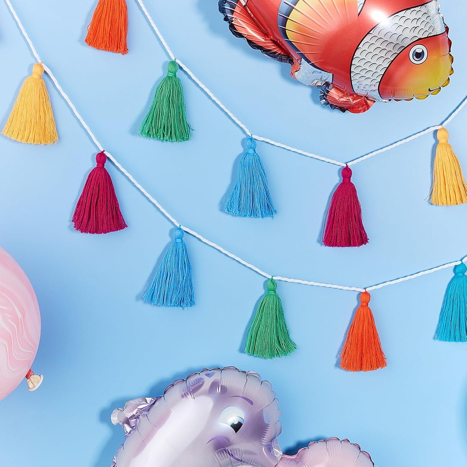 Wholesale 4 Pcs Rainbow Tassel Garland Colorful Boho Wall Hanging Banner for Birthday Wedding Baby Shower Party Classroom Bedroom Nursery Home Decor Multicolor 3.15 Inch Supplier