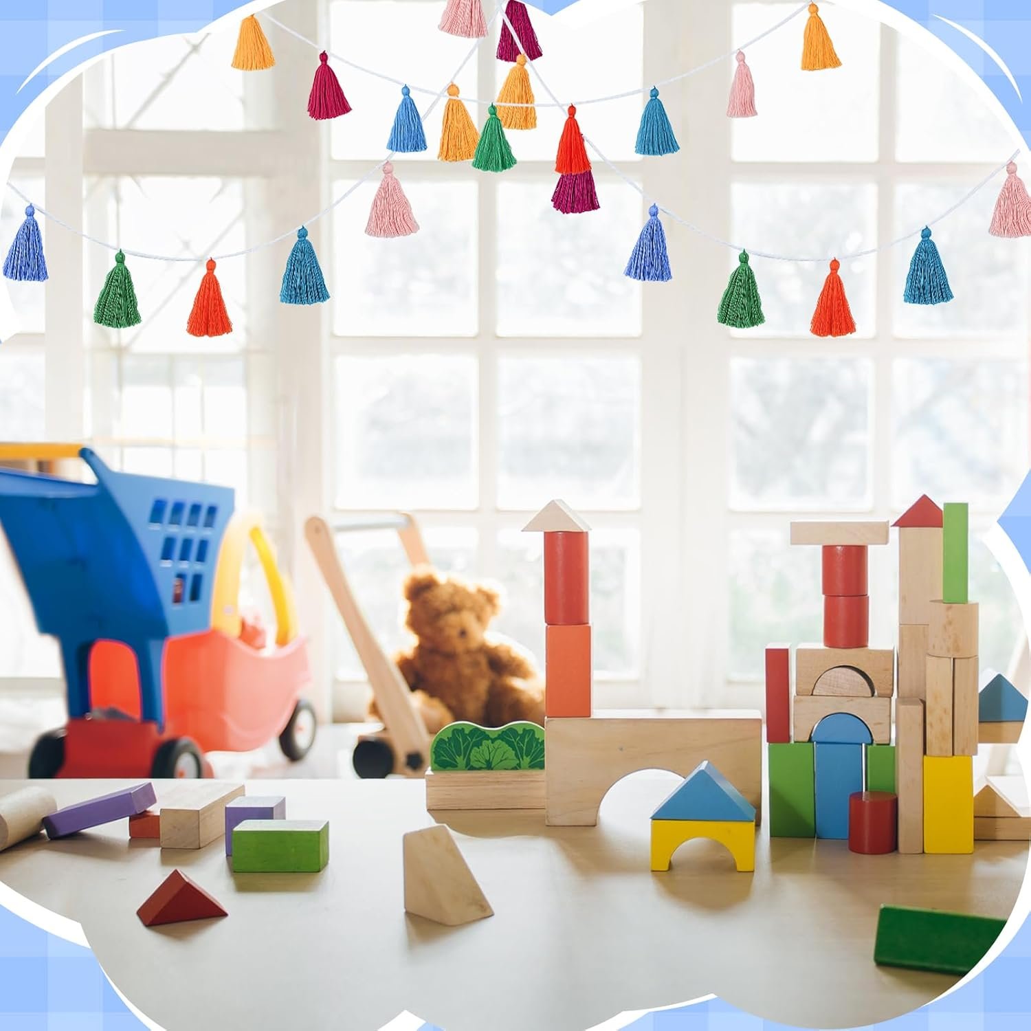 Wholesale 4 Pcs Rainbow Tassel Garland Colorful Boho Wall Hanging Banner for Birthday Wedding Baby Shower Party Classroom Bedroom Nursery Home Decor Multicolor 3.15 Inch Supplier