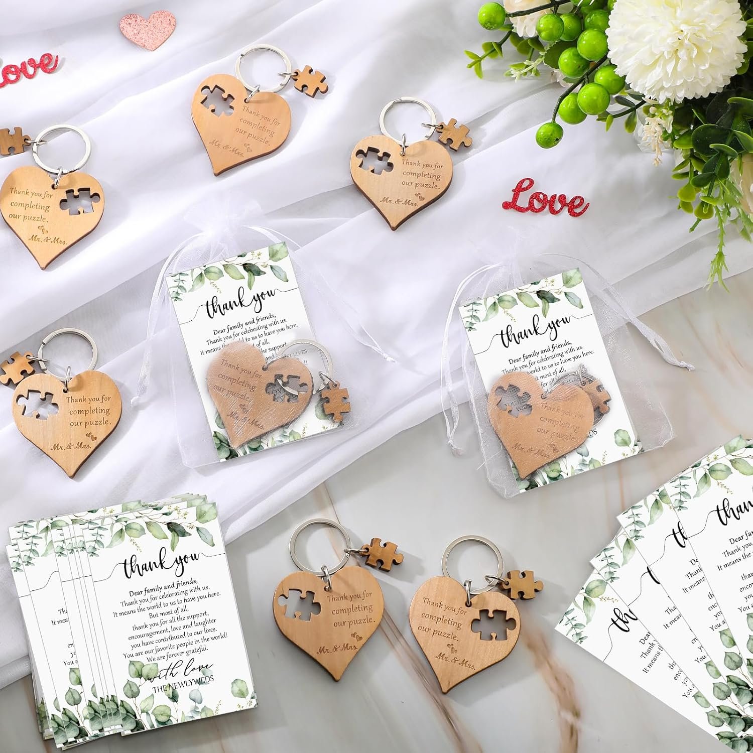 Wholesale 25 Sets Wood Heart Puzzle Keychain Cards and Gift Bags Rustic Wedding Favors for Guests Supplier Wholesale 25 Sets Wood Heart Puzzle Keychain Cards and Gift Bags Rustic Wedding Favors for Guests Supplier