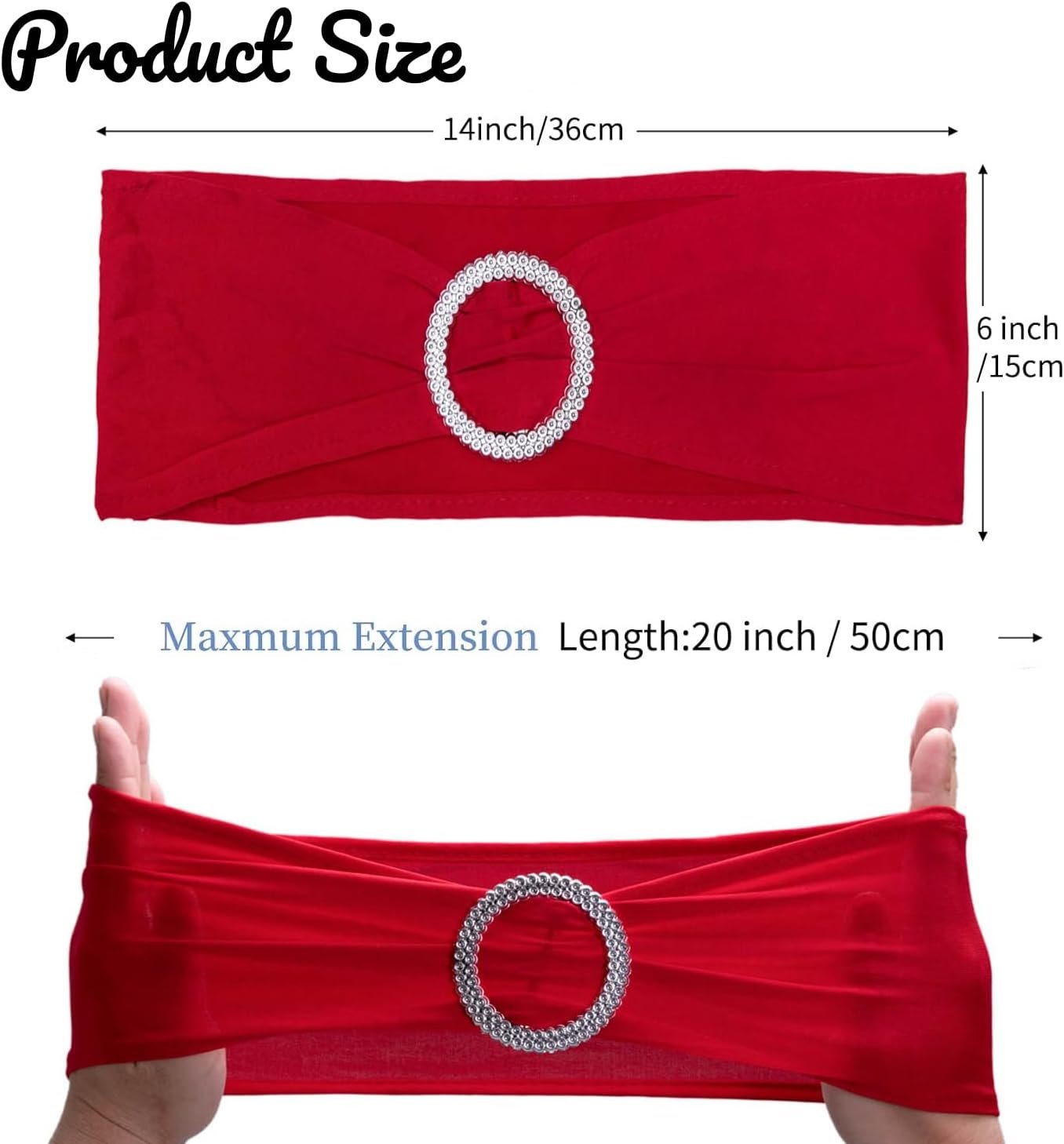 Wholesale 10 Pack Red Stretch Spandex Chair Sashes Elastic Bows with Buckle Wedding Party Banquet Event Decoration Supplier