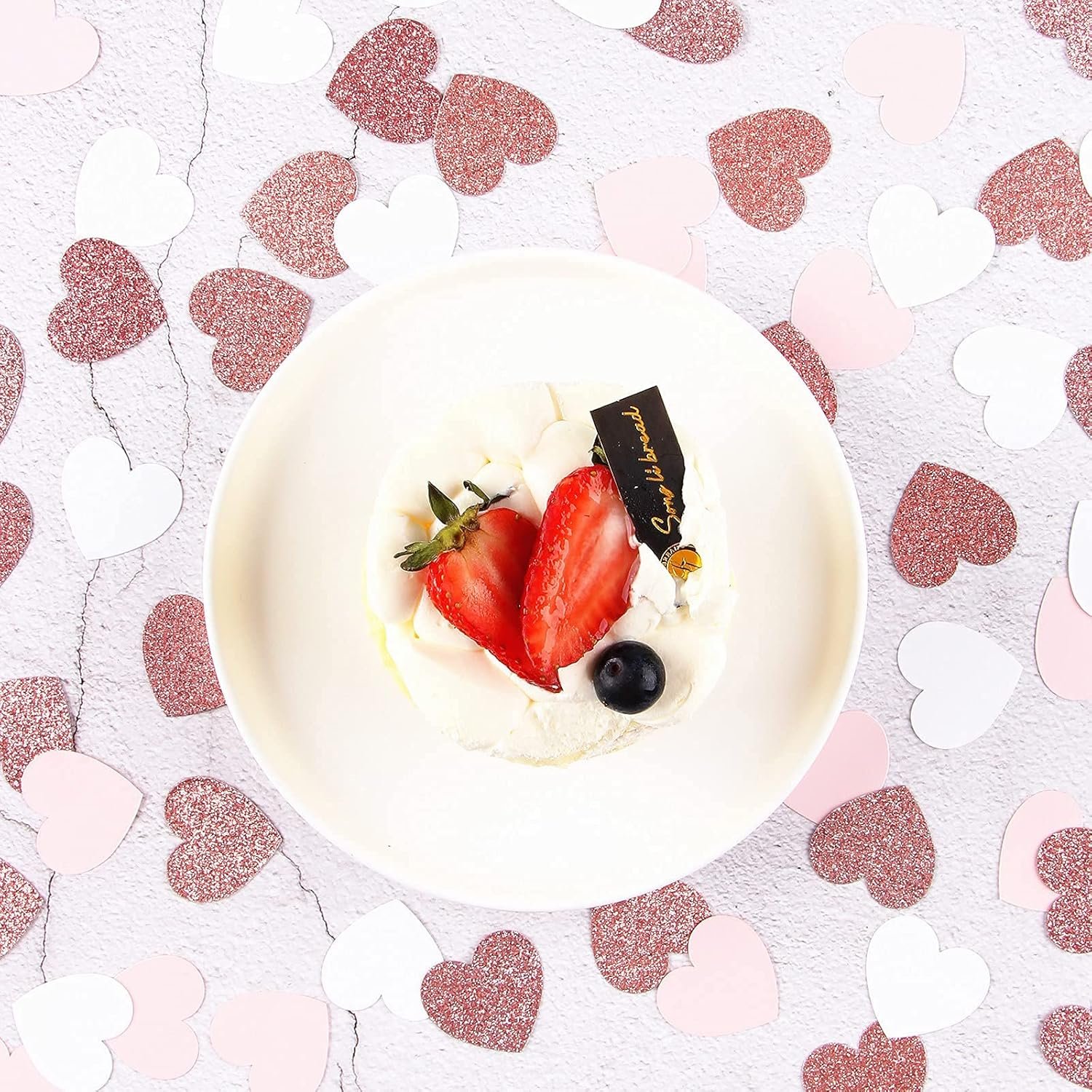 Wholesale Rose Gold Pink Heart Confetti 200pcs Valentine's Day Mothers Day Brunch Engagement Bachelorette Wedding Baby Shower Birthday Party Table Decor Glitter Paper Supplier