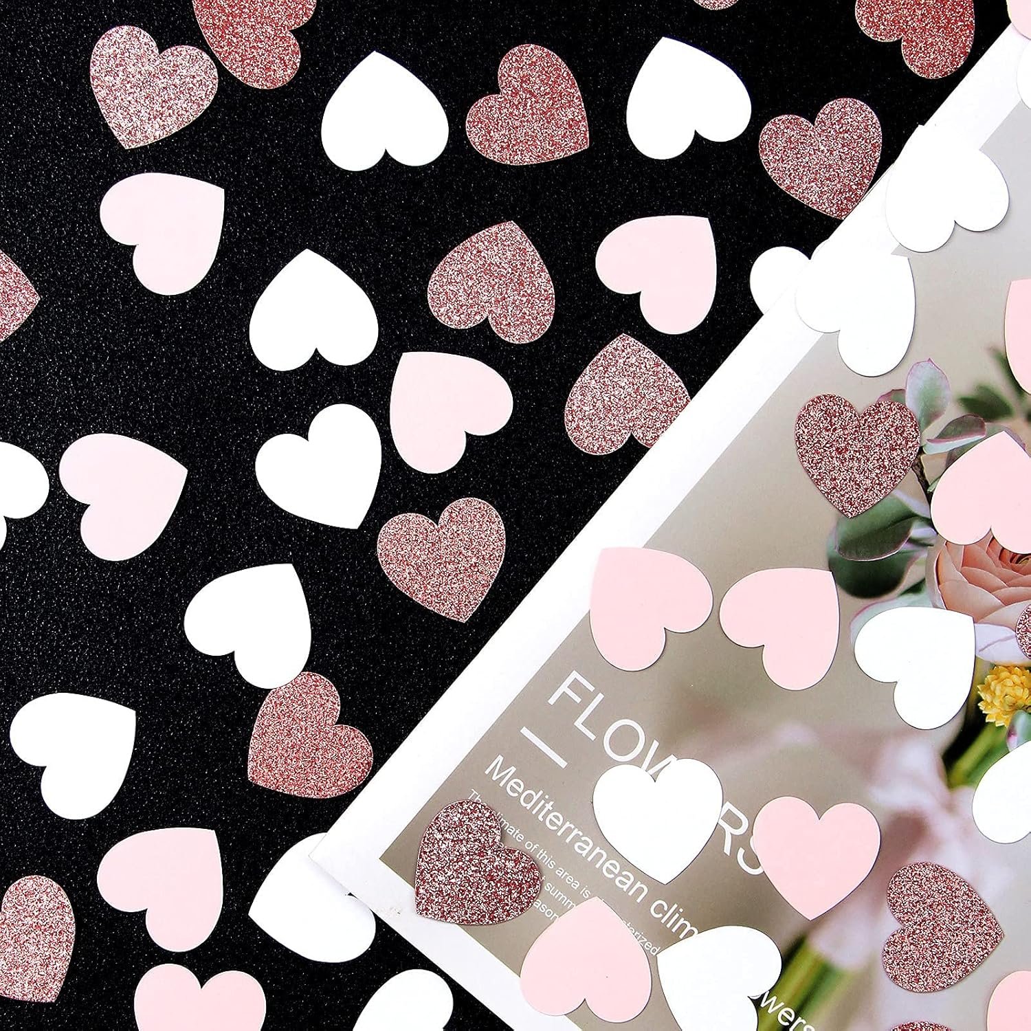 Wholesale Rose Gold Pink Heart Confetti 200pcs Valentine's Day Mothers Day Brunch Engagement Bachelorette Wedding Baby Shower Birthday Party Table Decor Glitter Paper Supplier
