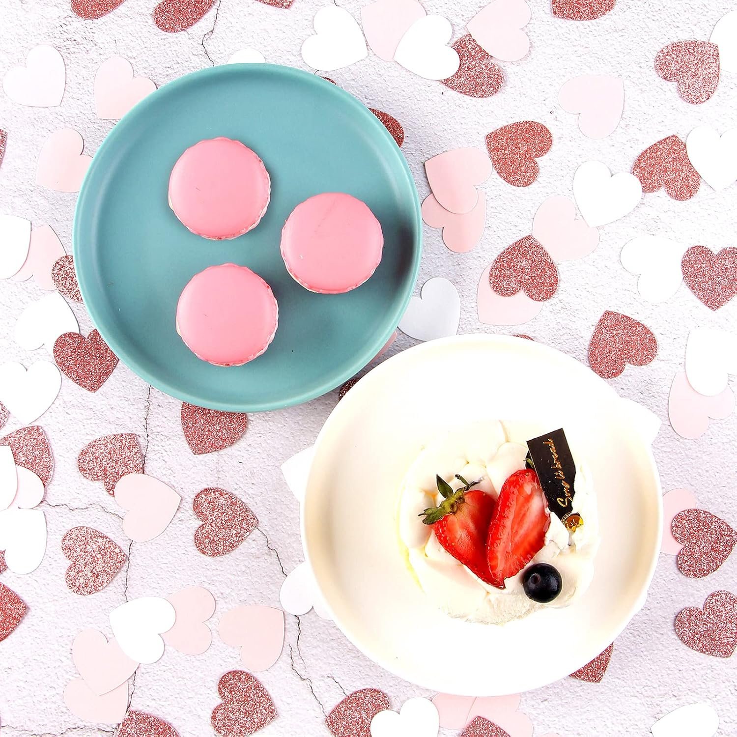 Wholesale Rose Gold Pink Heart Confetti 200pcs Valentine's Day Mothers Day Brunch Engagement Bachelorette Wedding Baby Shower Birthday Party Table Decor Glitter Paper Supplier