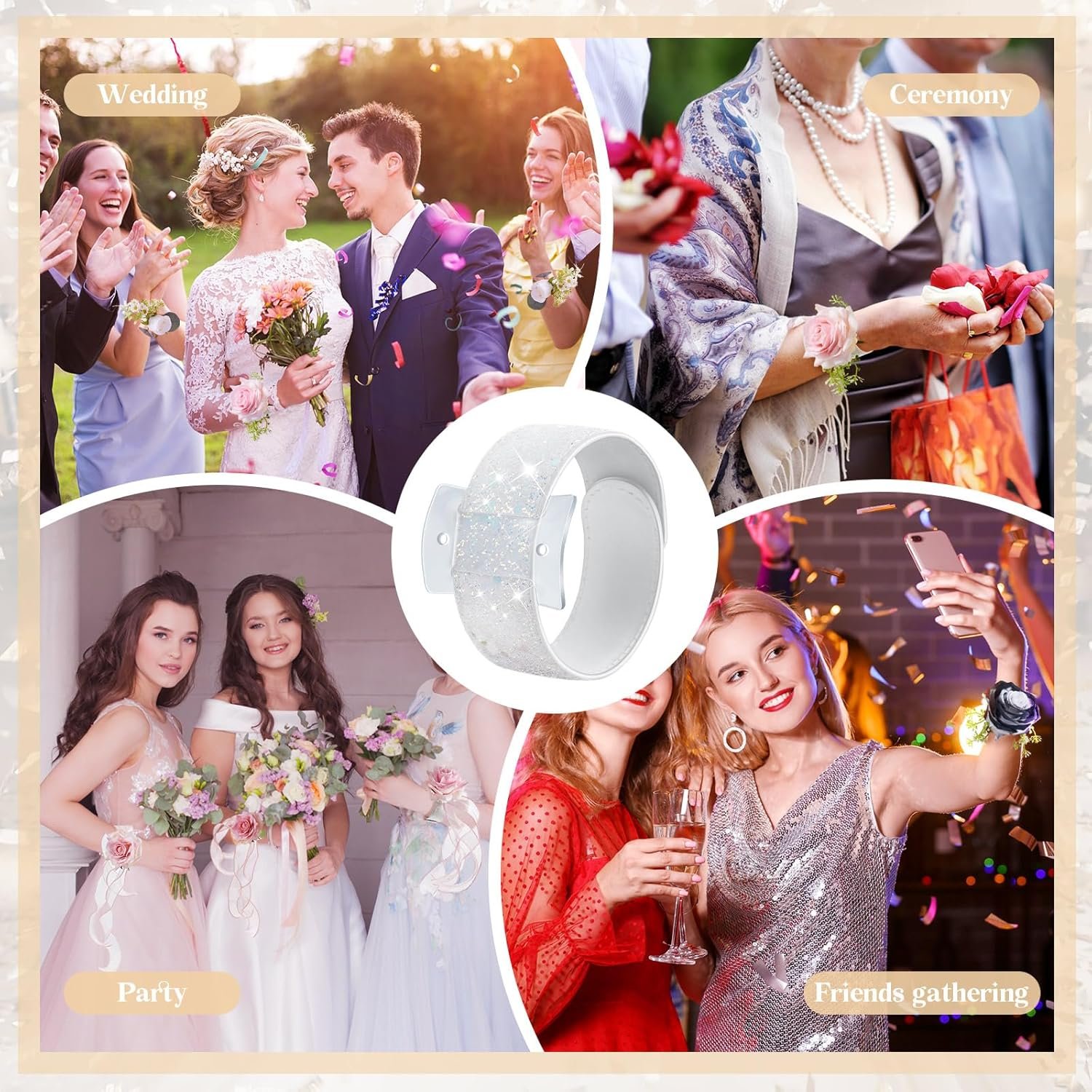 Wholesale 12 Pieces Floral Slaplet Wrist Corsage Bracelets Wedding DIY Accessories for Bridesmaid Prom Party White Supplier Wholesale 12 Pieces Floral Slaplet Wrist Corsage Bracelets Wedding DIY Accessories for Bridesmaid Prom Party White Supplier