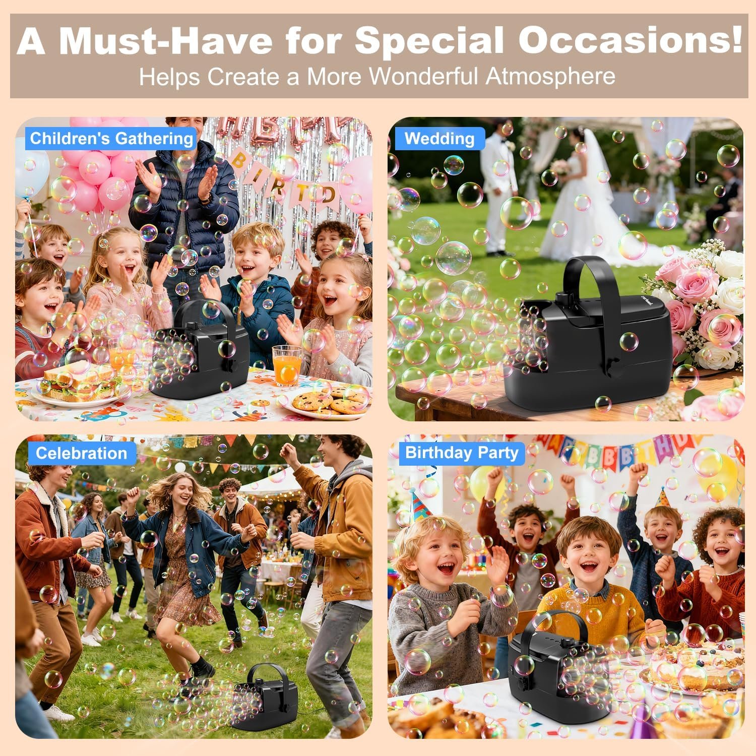 Wholesale Durable Automatic Bubble Machine 18000+ Big Bubbles Per Minute for Kids Toddlers Plug-in or Battery Operated Indoor Outdoor Parties Supplier