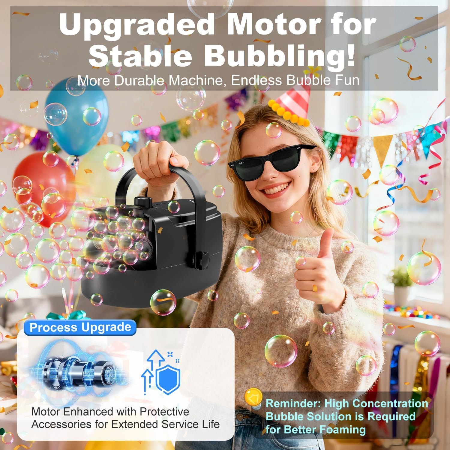 Wholesale Durable Automatic Bubble Machine 18000+ Big Bubbles Per Minute for Kids Toddlers Plug-in or Battery Operated Indoor Outdoor Parties Supplier