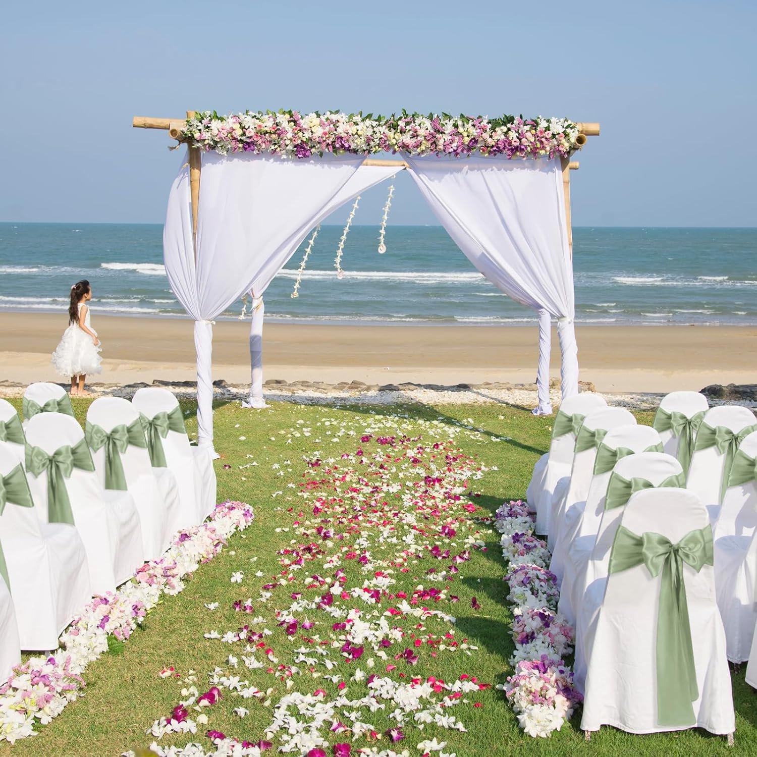 Wholesale 50 PCS Sage Green Satin Chair Sashes Bows Universal Ribbon Ties for Wedding Party Reception Events Banquets Hotel Decor (7x108 inch) Supplier Wholesale 50 PCS Sage Green Satin Chair Sashes Bows Universal Ribbon Ties for Wedding Party Reception Events Banquets Hotel Decor (7x108 inch) Supplier