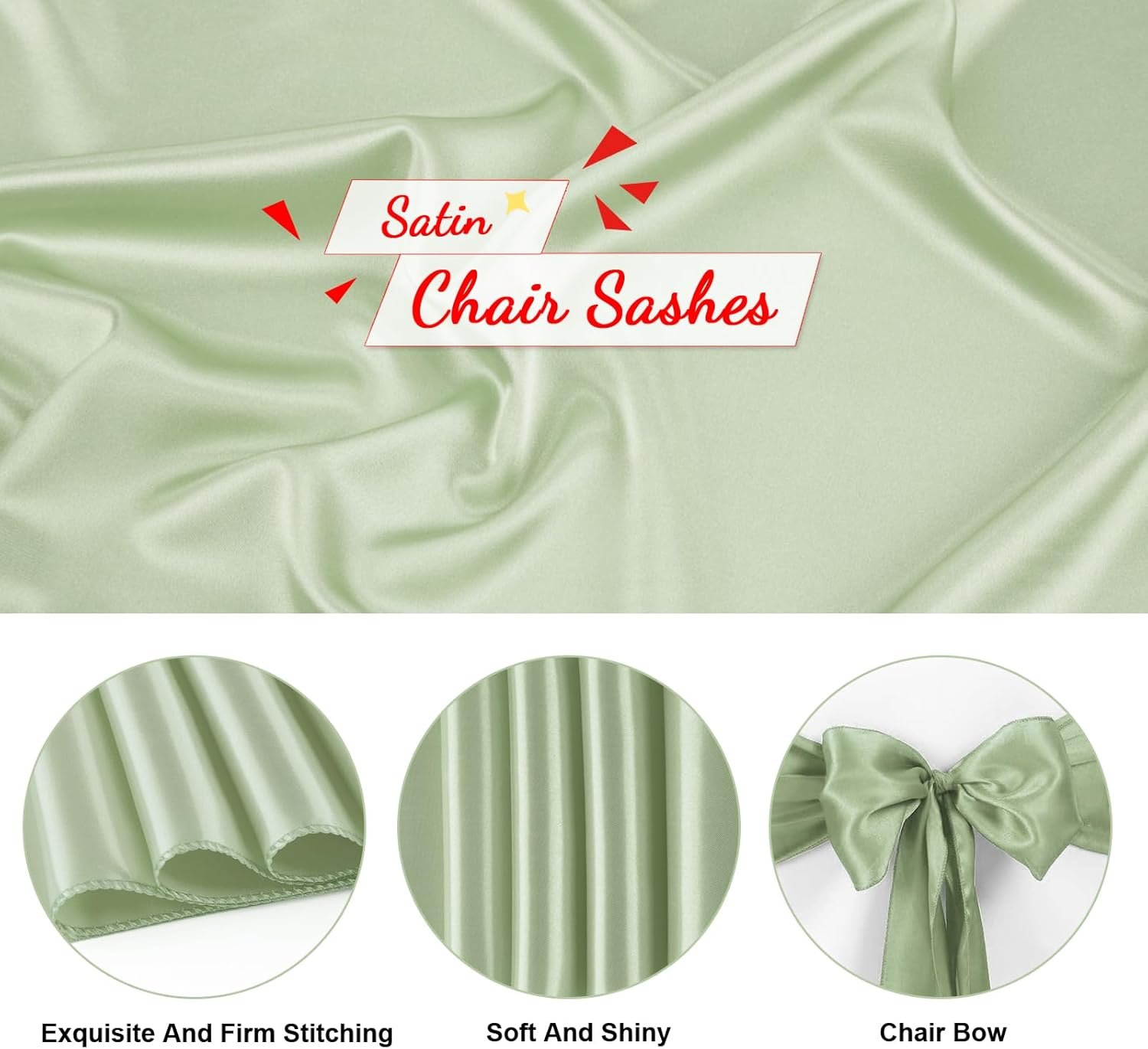 Wholesale 50 PCS Sage Green Satin Chair Sashes Bows Universal Ribbon Ties for Wedding Party Reception Events Banquets Hotel Decor (7x108 inch) Supplier Wholesale 50 PCS Sage Green Satin Chair Sashes Bows Universal Ribbon Ties for Wedding Party Reception Events Banquets Hotel Decor (7x108 inch) Supplier