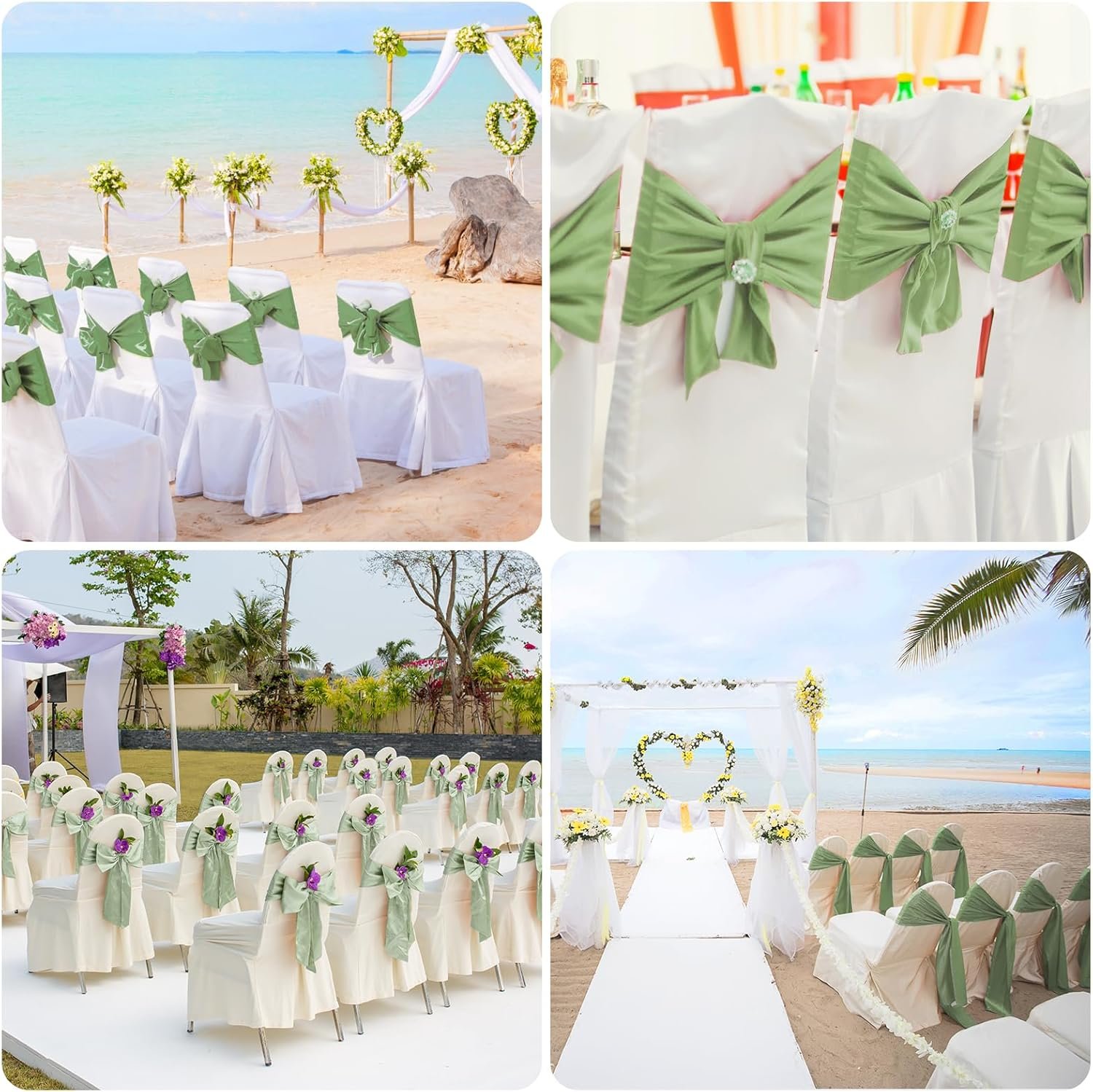 Wholesale 50 PCS Sage Green Satin Chair Sashes Bows Universal Ribbon Ties for Wedding Party Reception Events Banquets Hotel Decor (7x108 inch) Supplier Wholesale 50 PCS Sage Green Satin Chair Sashes Bows Universal Ribbon Ties for Wedding Party Reception Events Banquets Hotel Decor (7x108 inch) Supplier