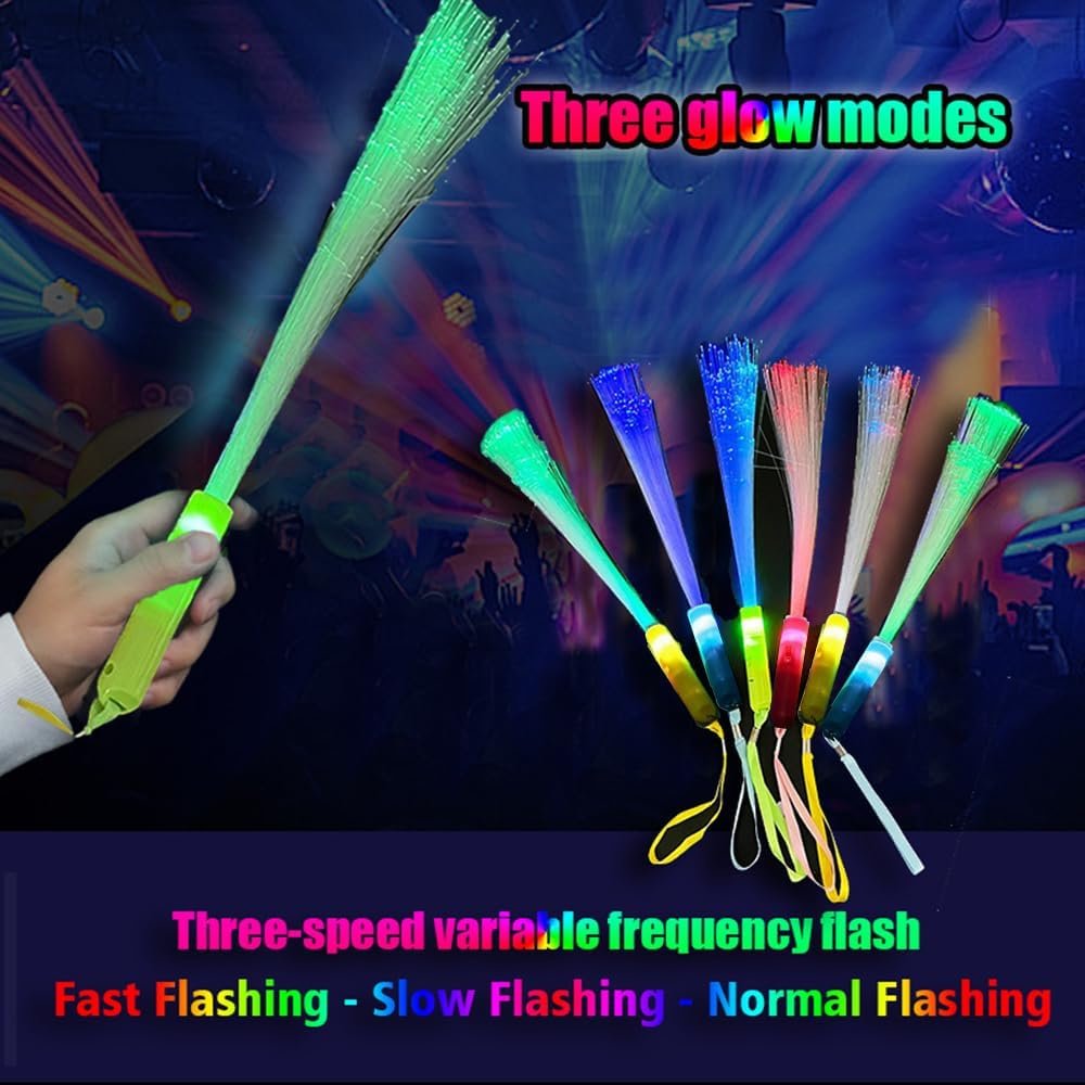 Wholesale Handheld LED Fiber Optic Light Set 3 Variable Frequency Flicker Modes 7 Color Changes for Bar Party Concert Cheering Props 24 PCS Supplier