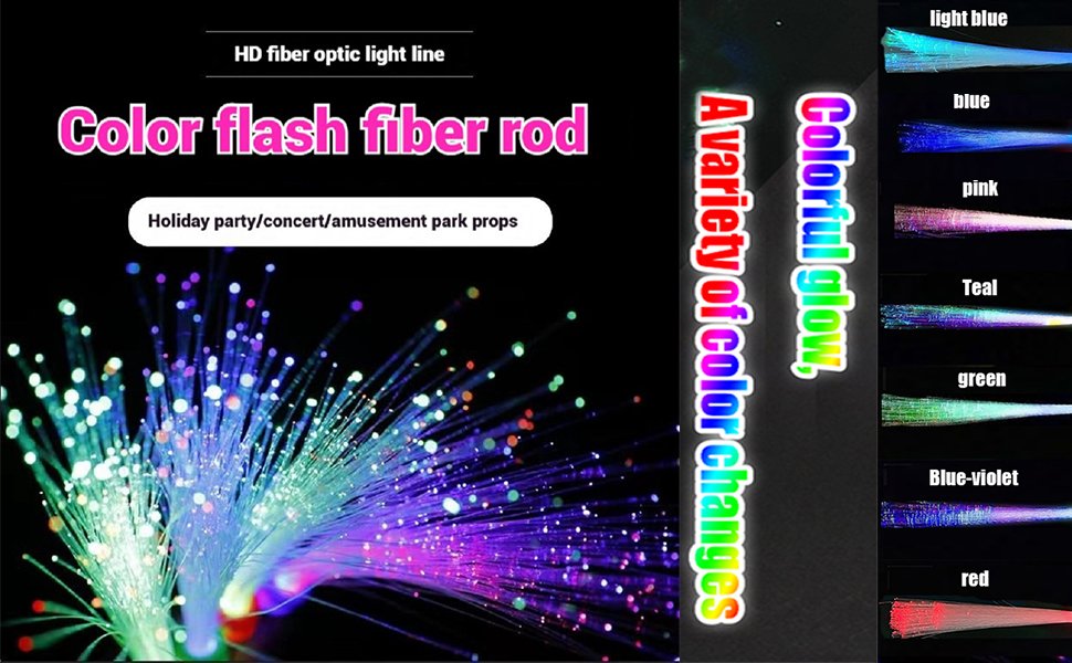 Wholesale Handheld LED Fiber Optic Light Set 3 Variable Frequency Flicker Modes 7 Color Changes for Bar Party Concert Cheering Props 24 PCS Supplier