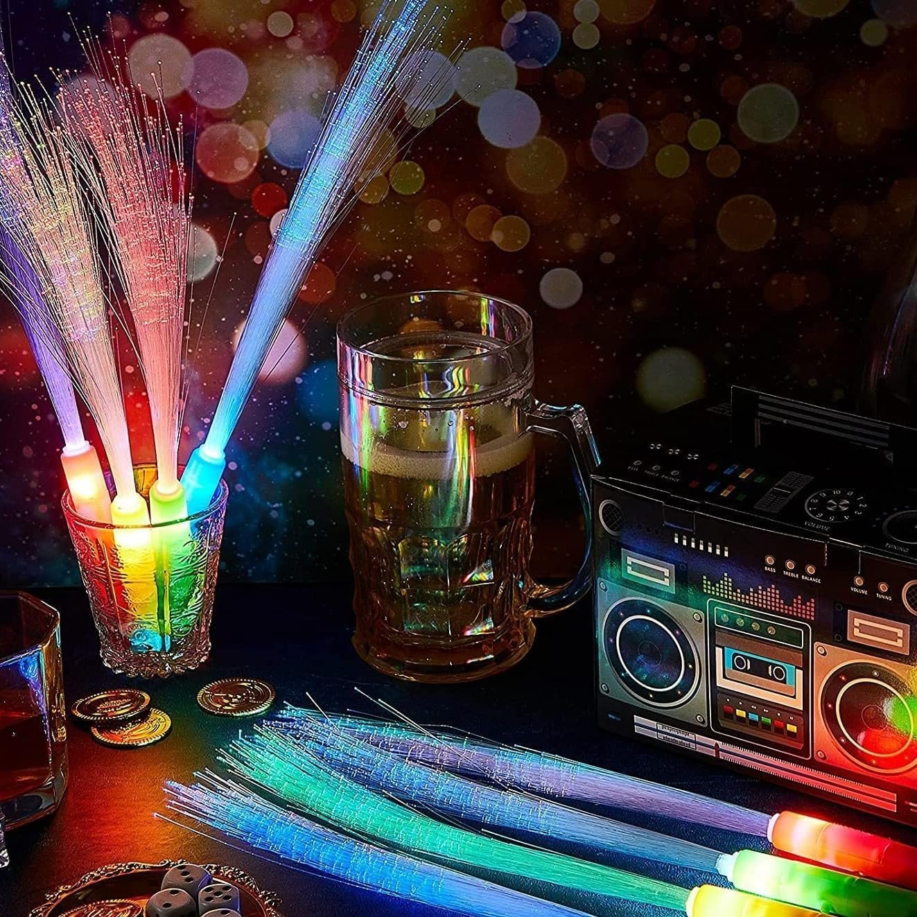 Wholesale Handheld LED Fiber Optic Light Set 3 Variable Frequency Flicker Modes 7 Color Changes for Bar Party Concert Cheering Props 24 PCS Supplier