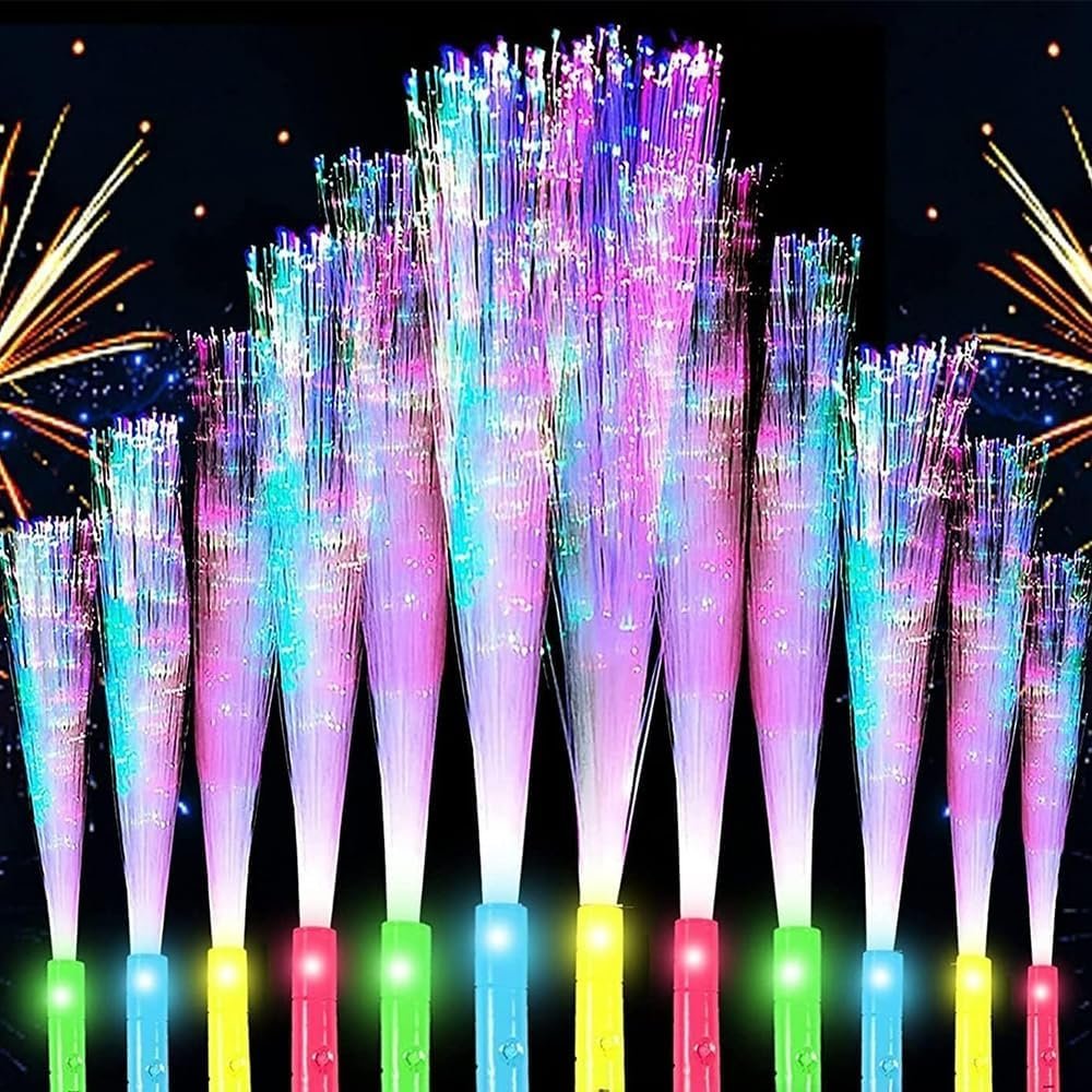 Color Handheld LED Fiber Optic Light Set - with 3 Variable Frequency Flicker Modes, Seven Light Color Changes-Suitable for Bar, Party, Concert and Other Cheering Props (24 PCS)