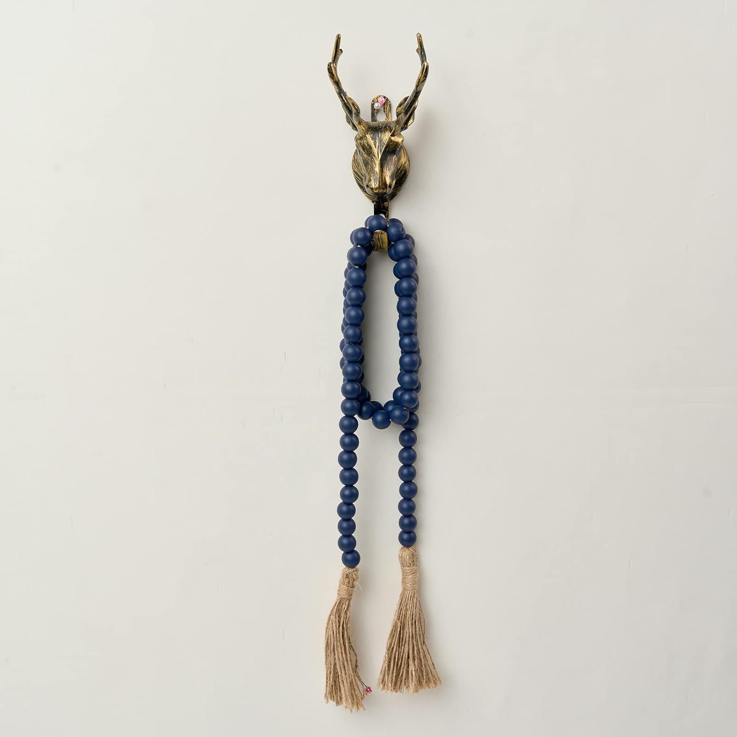 Wholesale 59in Wood Bead Tassel Garland Navy Blue Farmhouse Wall Hanging Home Festival Decor Supplier