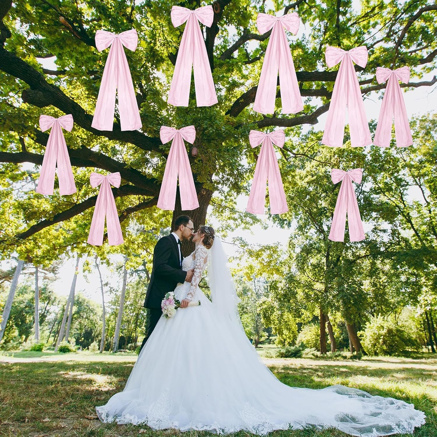 Wholesale Large Wedding Pew Bows with Long Tails 12 x 29.5 Inch Satin Ribbon Aisle Decorations for Bridal Shower Reception Ceremony Pink 12 Pcs Supplier
