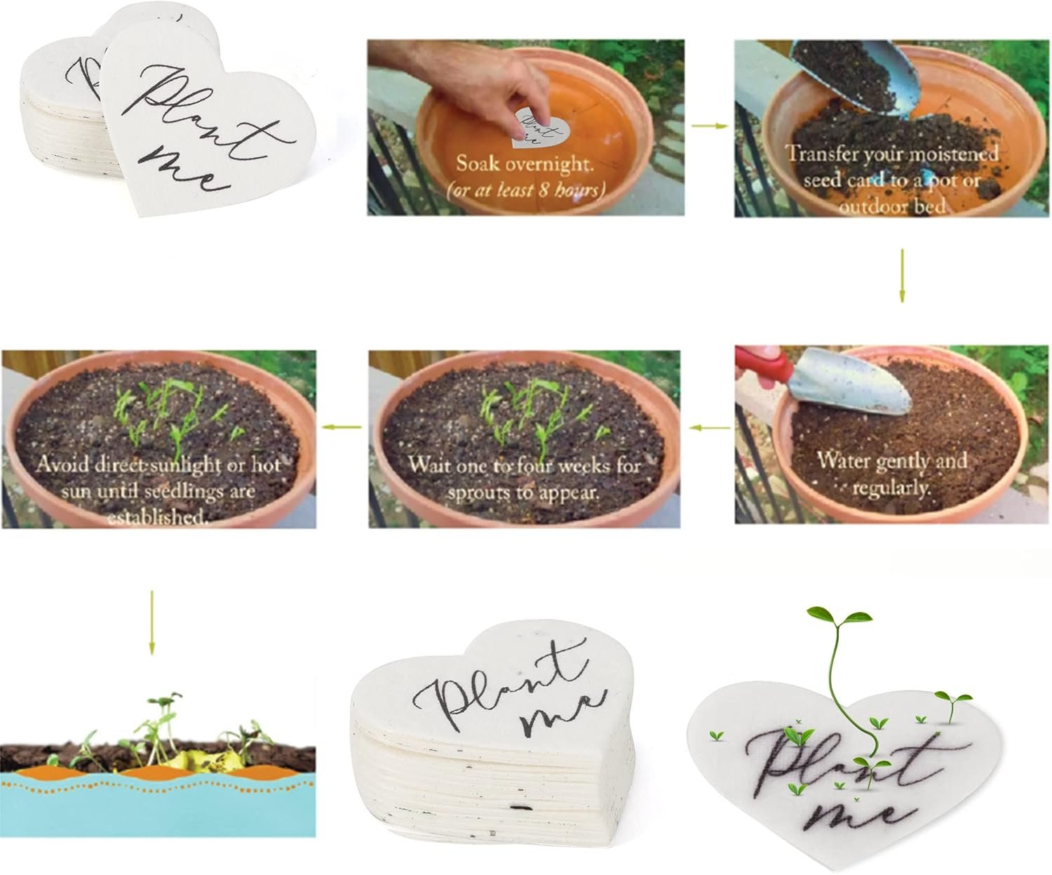 Wholesale Heart Shaped Plantable Wildflower Growing Paper Packets Wedding Party Bridal Shower Funeral Memorial Favors No Cards Set of 50 Supplier