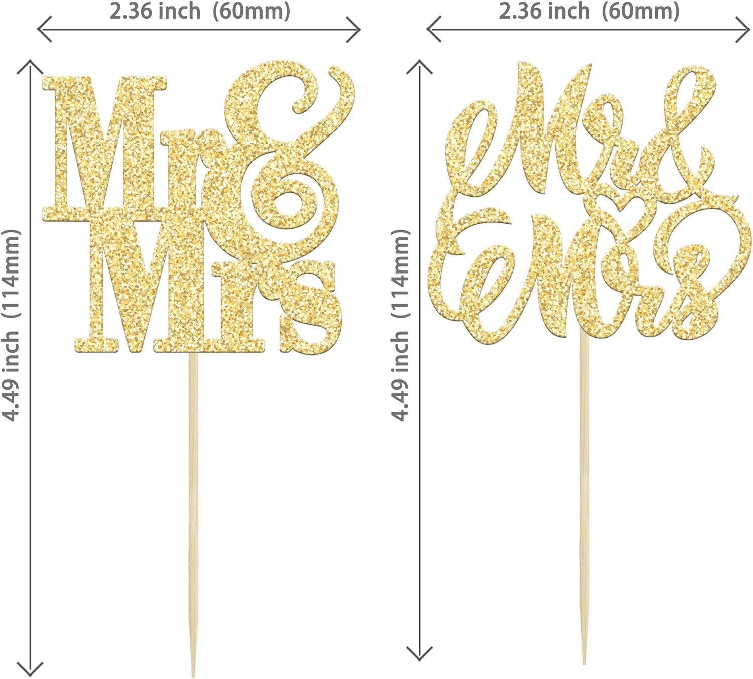 Wholesale 24Pcs Gold Glitter Mr & Mrs Cupcake Toppers Bridal Shower Wedding Engagement Birthday Party Cake Decorations Supplier Wholesale 24Pcs Gold Glitter Mr & Mrs Cupcake Toppers Bridal Shower Wedding Engagement Birthday Party Cake Decorations Supplier