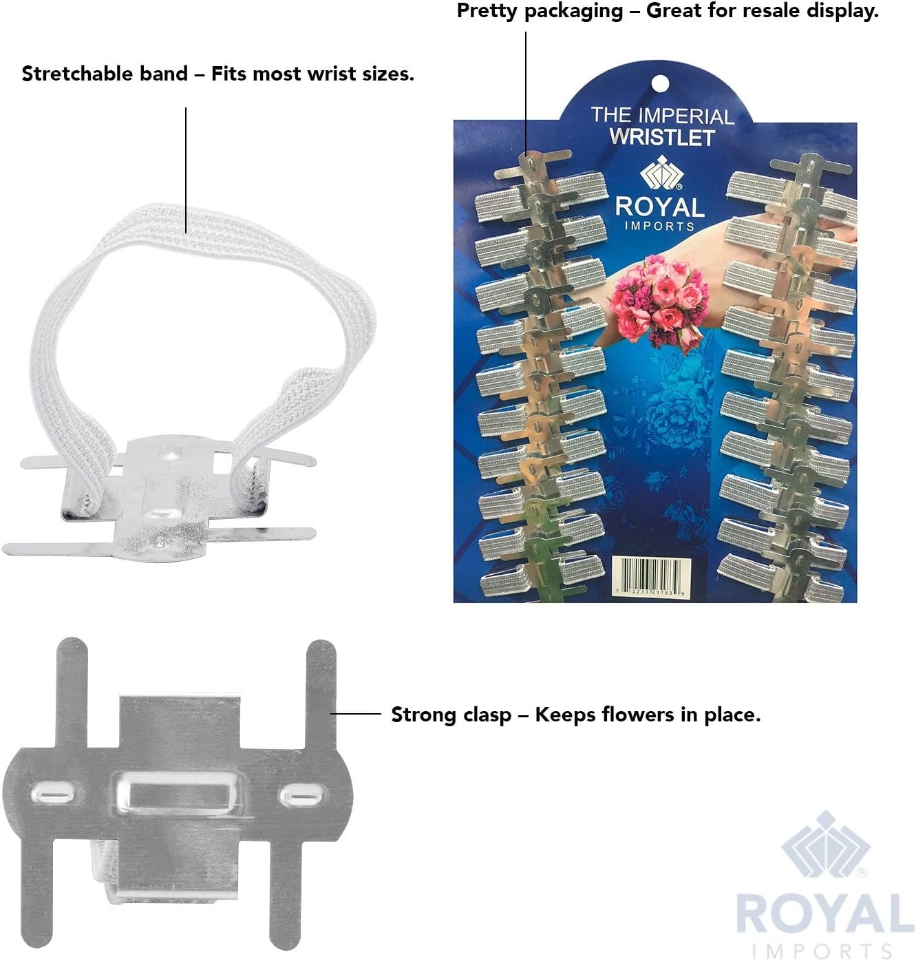 Wholesale Elastic Stretchable Corsage Wristlets Bracelets Wrist Bands for Wedding Prom Flowers Bridesmaid Festival Floral Boutonniere Party DIY Crafts Pack of 20 Supplier