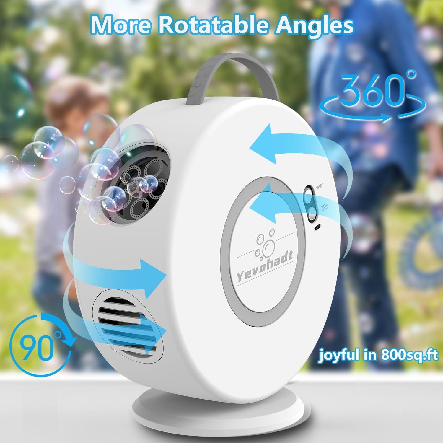 Wholesale Rechargeable Automatic Bubble Machine 90° 360° Rotatable for Kids Toddlers Portable Electric Bubble Blower Toy Outdoor Wedding Party Gifts 3-8 Years Supplier