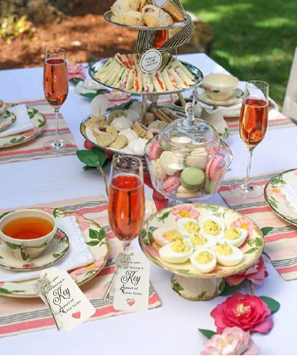 Wholesale 100 PCS Vintage Skeleton Key Bottle Openers Wedding Favors with Escort Tag Cards and Chains Silver Supplier