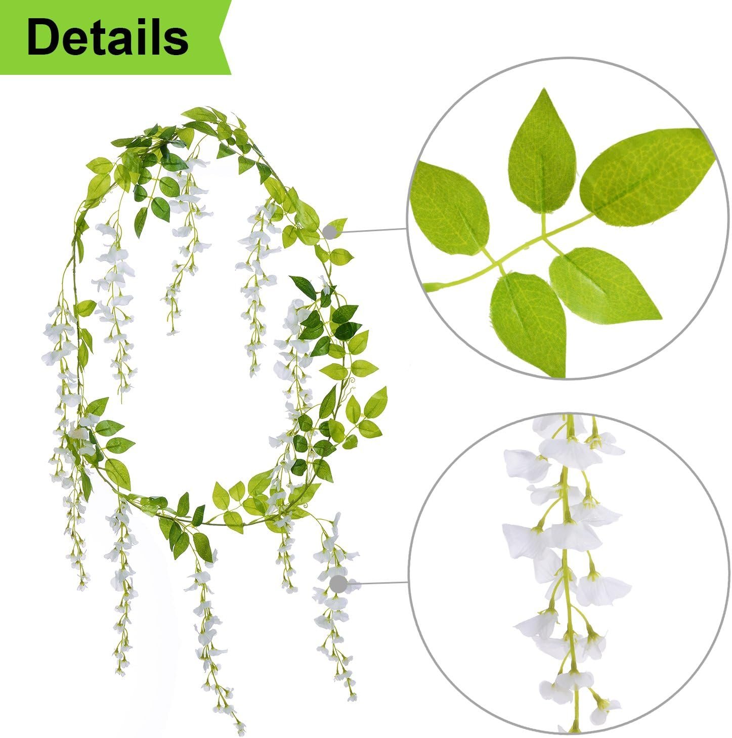 Wholesale 4Pcs Total 28.8ft White Wisteria Artificial Flowers Garland Silk Hanging Vine for Home Garden Outdoor Wedding Arch Floral Decor Supplier