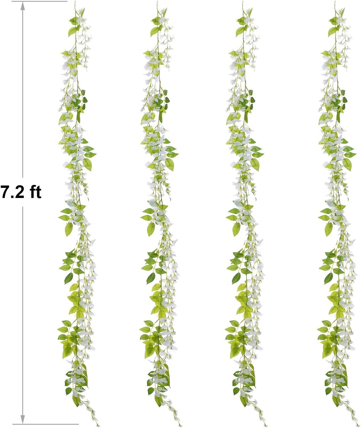 Wholesale 4Pcs Total 28.8ft White Wisteria Artificial Flowers Garland Silk Hanging Vine for Home Garden Outdoor Wedding Arch Floral Decor Supplier