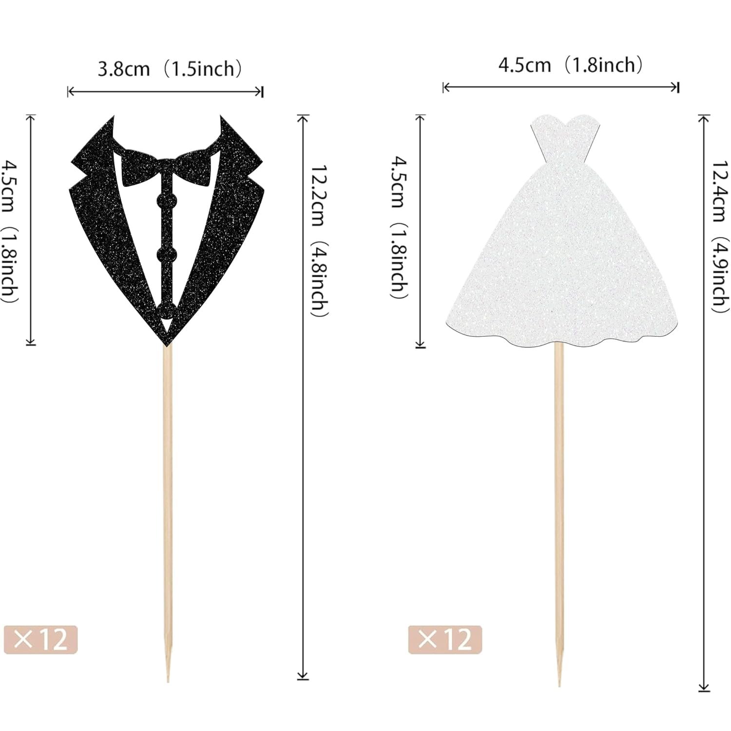 Wholesale 24 PCS Glitter Groom Bride Wedding Cupcake Toppers Picks Bridal Shower Engagement Cake Decorations Supplier Wholesale 24 PCS Glitter Groom Bride Wedding Cupcake Toppers Picks Bridal Shower Engagement Cake Decorations Supplier