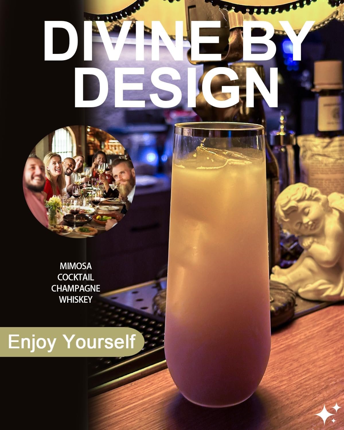 Wholesale 24 Pack 9 Oz Disposable Stemless Plastic Champagne Flutes Gold Rim Mimosa Toasting Glasses Clear Crystal Cocktail Cups Party Wedding Birthday Supplier