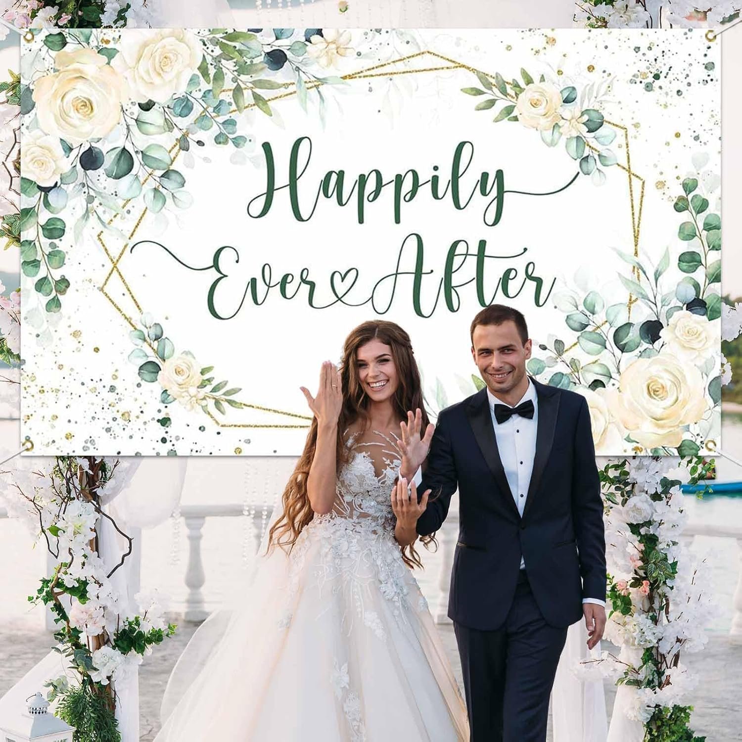Wholesale Happily Ever After Backdrop Banner Wedding Bridal Shower Party Decorations White Floral Green Leaves Photography Background Photo Props Supplier Wholesale Happily Ever After Backdrop Banner Wedding Bridal Shower Party Decorations White Floral Green Leaves Photography Background Photo Props Supplier