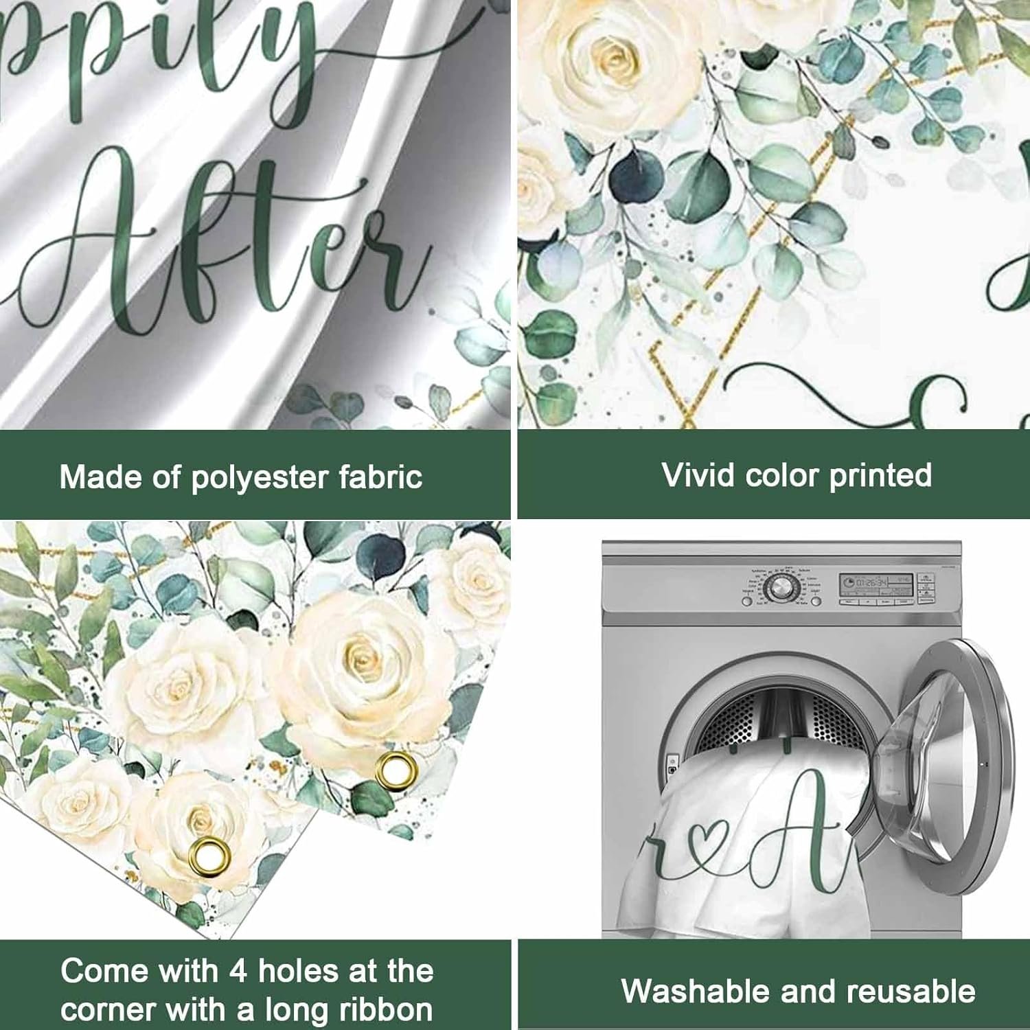 Wholesale Happily Ever After Backdrop Banner Wedding Bridal Shower Party Decorations White Floral Green Leaves Photography Background Photo Props Supplier Wholesale Happily Ever After Backdrop Banner Wedding Bridal Shower Party Decorations White Floral Green Leaves Photography Background Photo Props Supplier