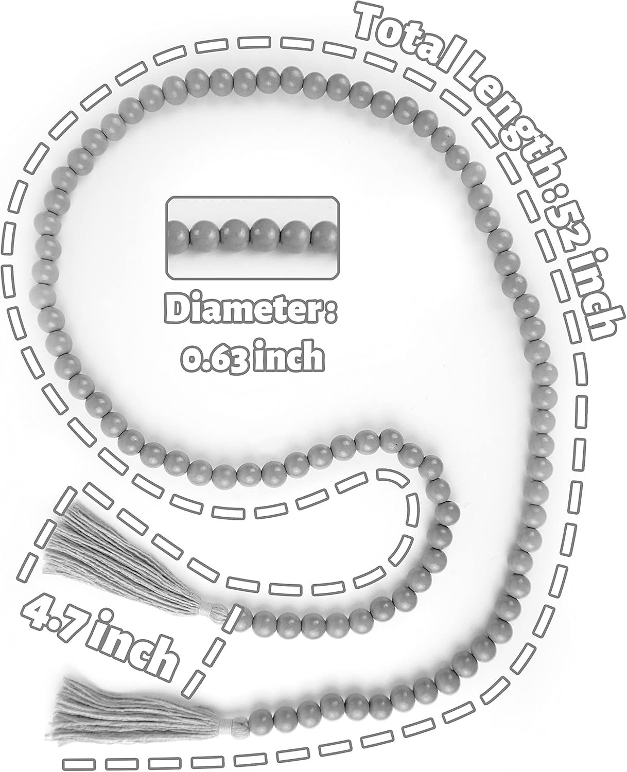 Wholesale 61 Inch Grey Wood Bead Tassel Garland Modern Farmhouse Boho Decor Supplier Wholesale 61 Inch Grey Wood Bead Tassel Garland Modern Farmhouse Boho Decor Supplier