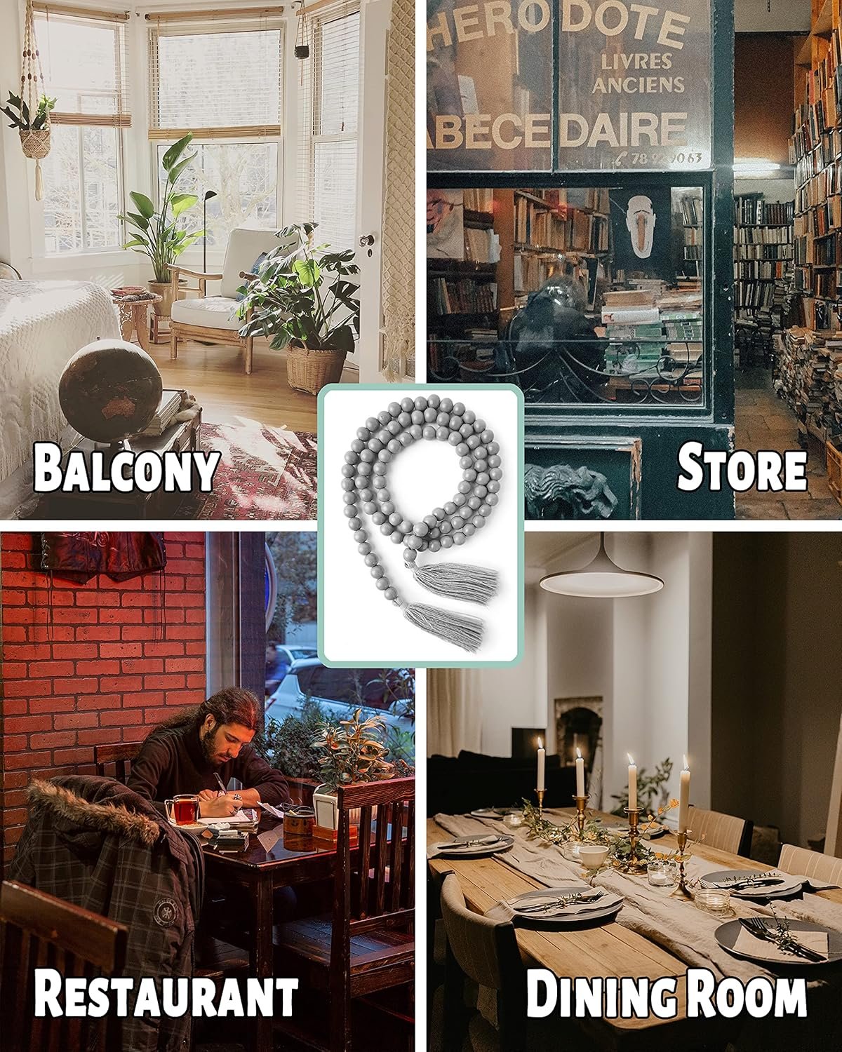 Wholesale 61 Inch Grey Wood Bead Tassel Garland Modern Farmhouse Boho Decor Supplier Wholesale 61 Inch Grey Wood Bead Tassel Garland Modern Farmhouse Boho Decor Supplier