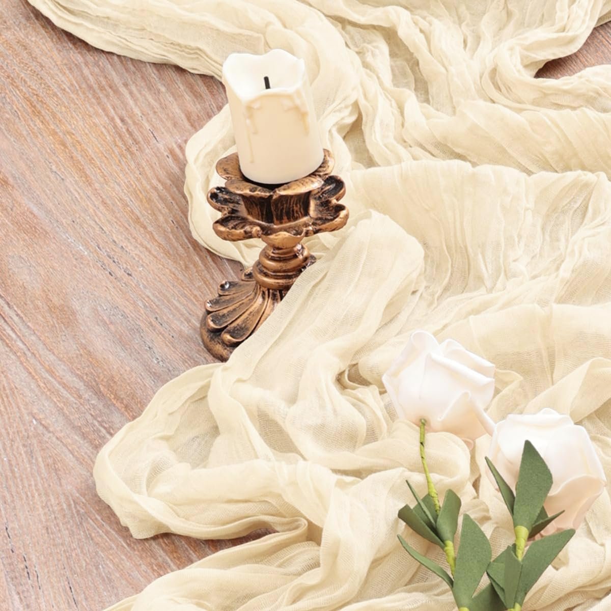 Wholesale 12 Pack Beige Cheesecloth Table Runners 35 x 120 Inch Rustic Boho Gauze for Christmas Wedding Arch Party Bridal Shower Farmhouse Decor Supplier