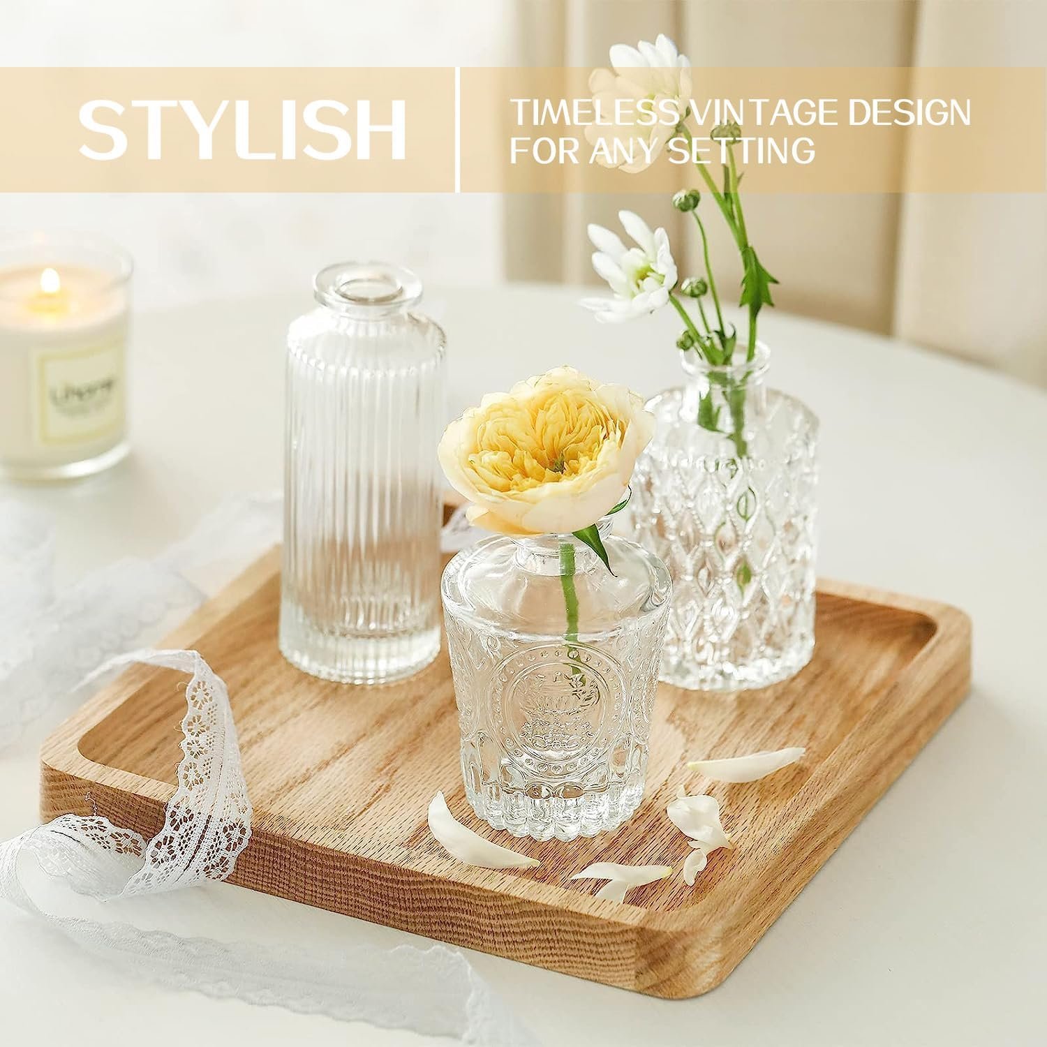 Wholesale 32PCS Clear Glass Bud Vase Set Mini Small Flower Vases Wedding Table Centerpieces Birthday Party Anniversary Baby Shower Supplier
