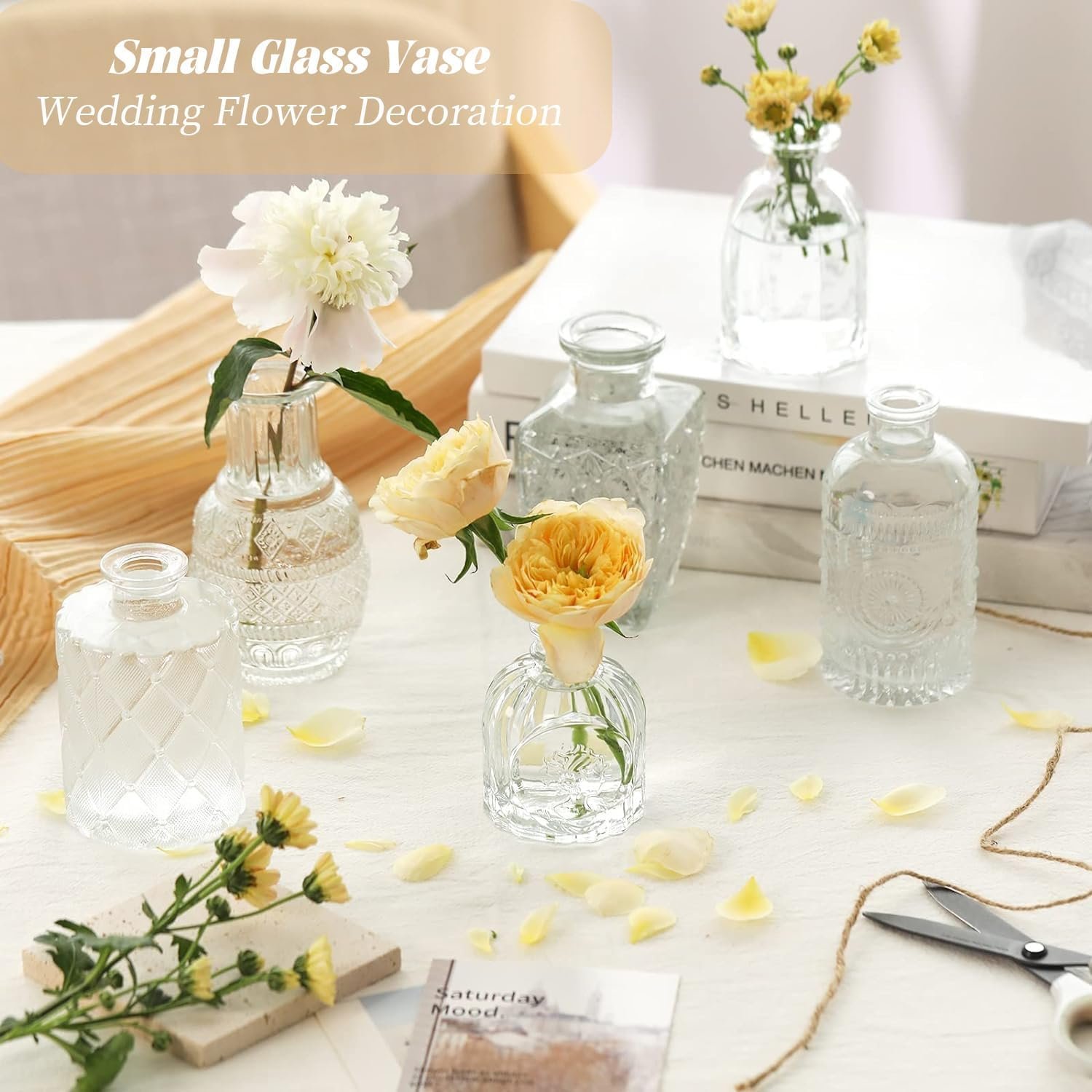Wholesale 32PCS Clear Glass Bud Vase Set Mini Small Flower Vases Wedding Table Centerpieces Birthday Party Anniversary Baby Shower Supplier