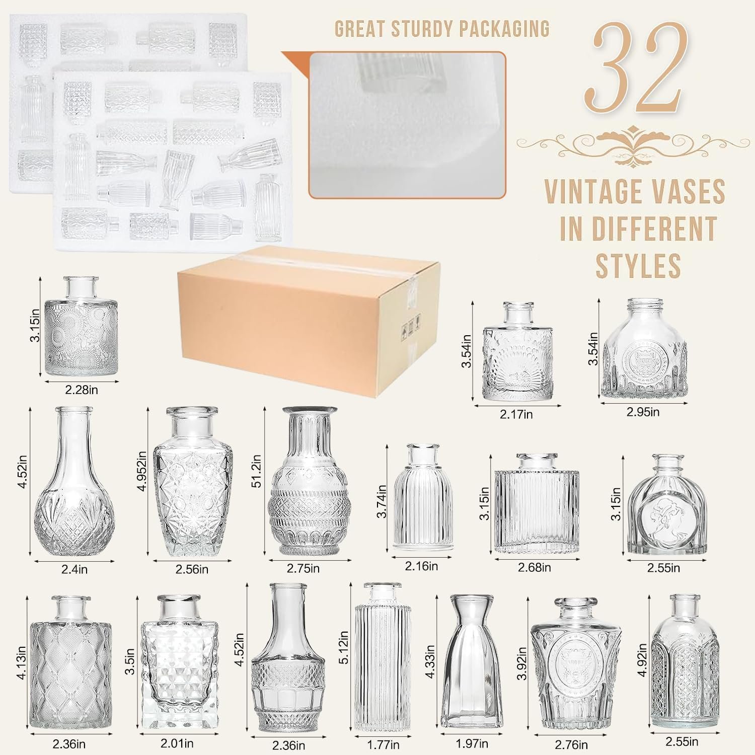 Wholesale 32PCS Clear Glass Bud Vase Set Mini Small Flower Vases Wedding Table Centerpieces Birthday Party Anniversary Baby Shower Supplier