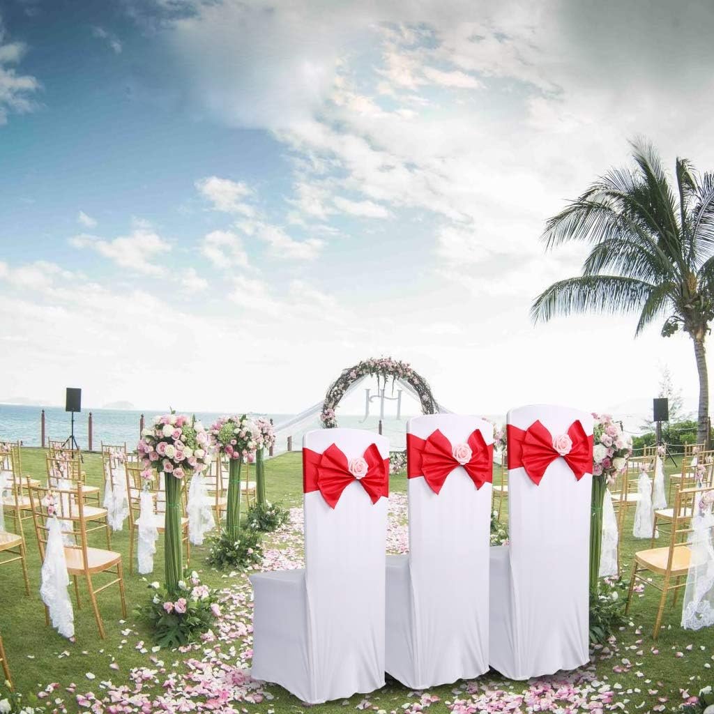 Wholesale 10pcs Red Elastic Spandex Chair Sashes Wedding Bows for Party Baby Shower Event Trade Show Decor Supplier Wholesale 10pcs Red Elastic Spandex Chair Sashes Wedding Bows for Party Baby Shower Event Trade Show Decor Supplier