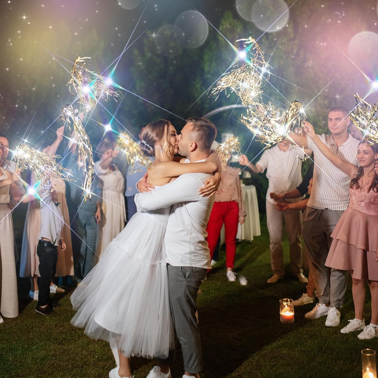Wholesale 200 Pcs LED Lighted Tinsel Wedding Wands Light Up Streamers Sparklers for Wedding Send Off Exits Birthday Party Props Favors Supplier