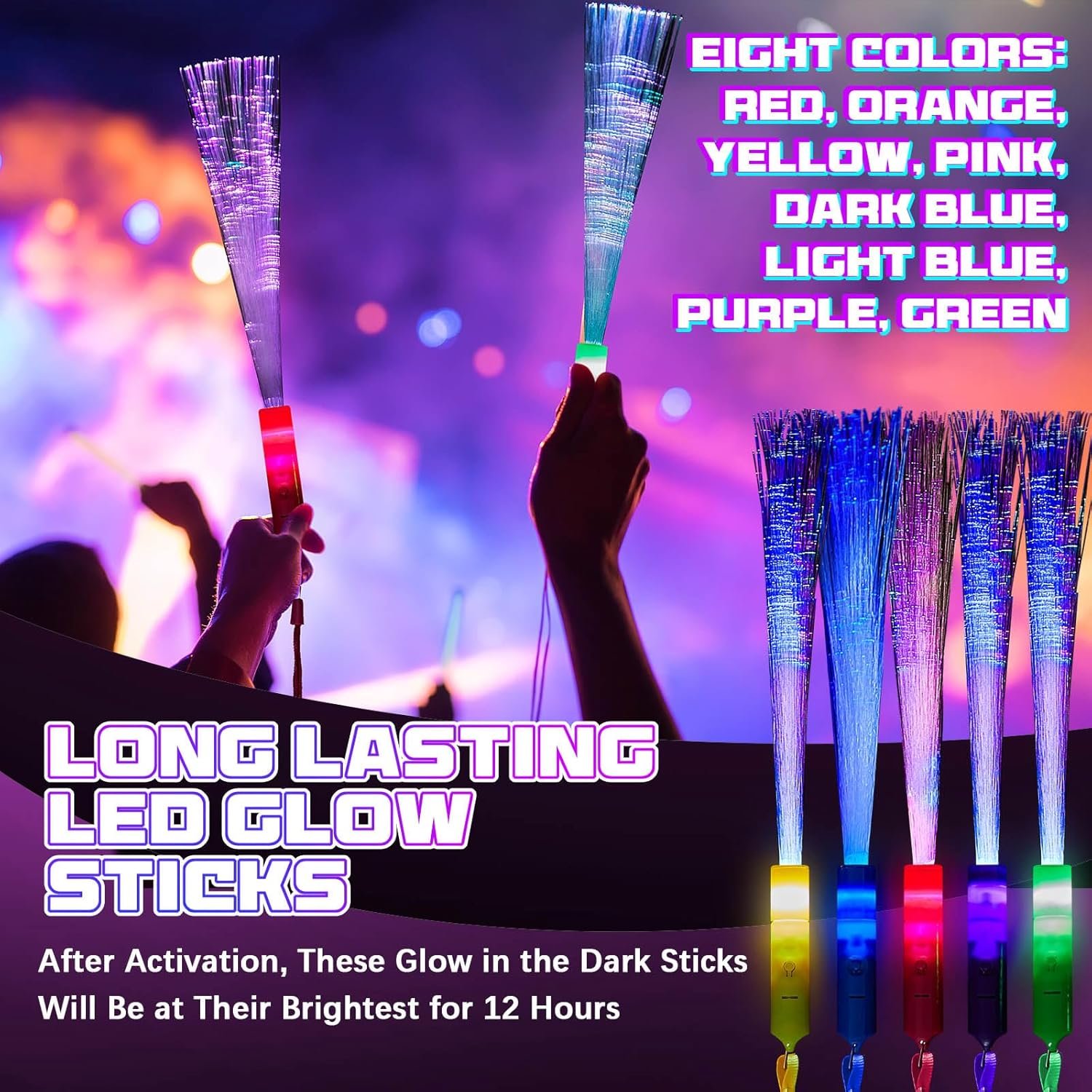 Wholesale 10 Pieces Fiber Optic LED Glow Wands Light Up Flashing Colorful for Wedding Neon Party Favors Vivid Colors Supplier
