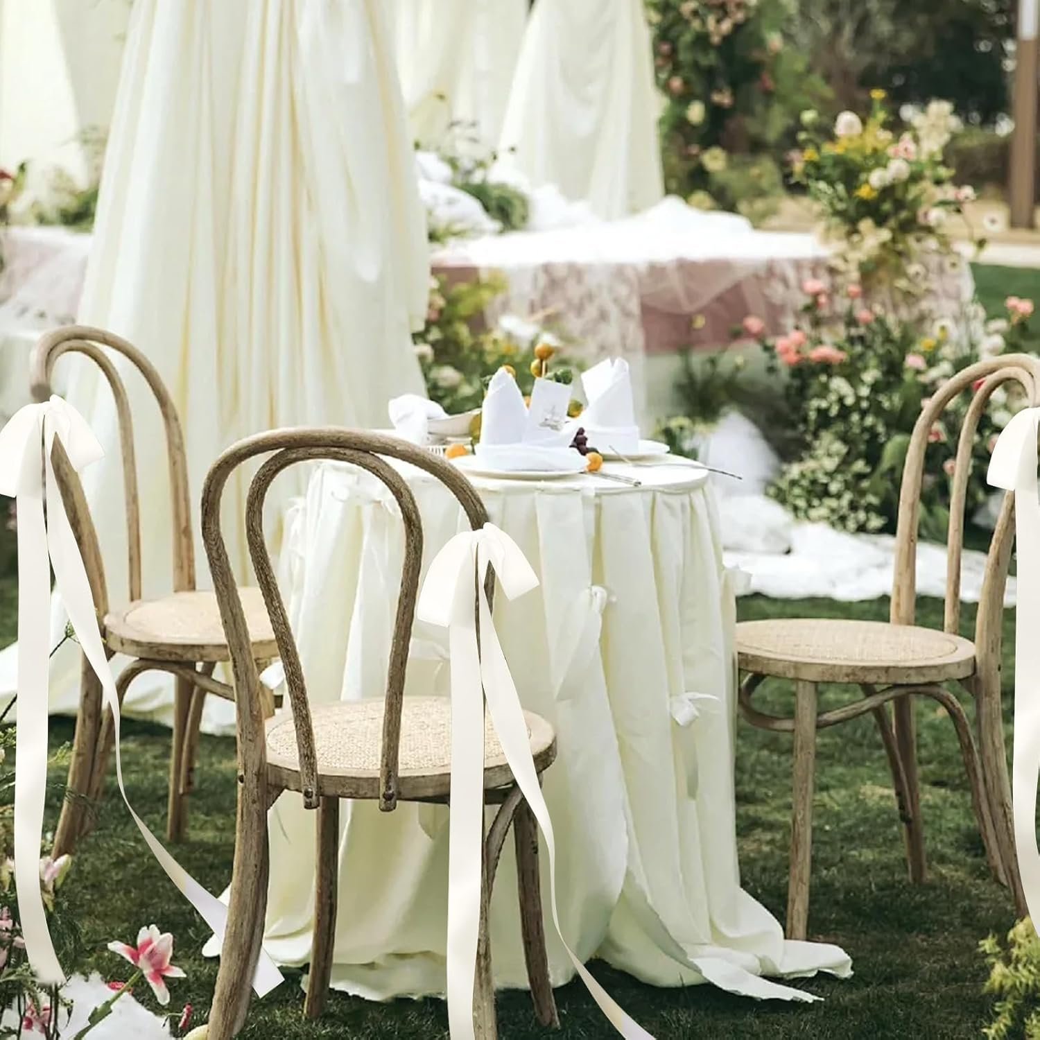 Wholesale 24 Pcs Large Ivory Wedding Ribbon Bows Chair Sashes Pew Backs Elegant Ceremony Supplier Wholesale 24 Pcs Large Ivory Wedding Ribbon Bows Chair Sashes Pew Backs Elegant Ceremony Supplier